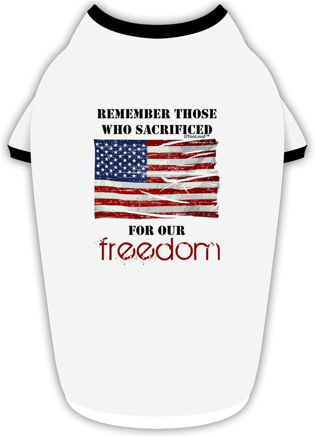 TOOLOUD Remember - Veterans Cotton Dog Shirt White with Black Medium