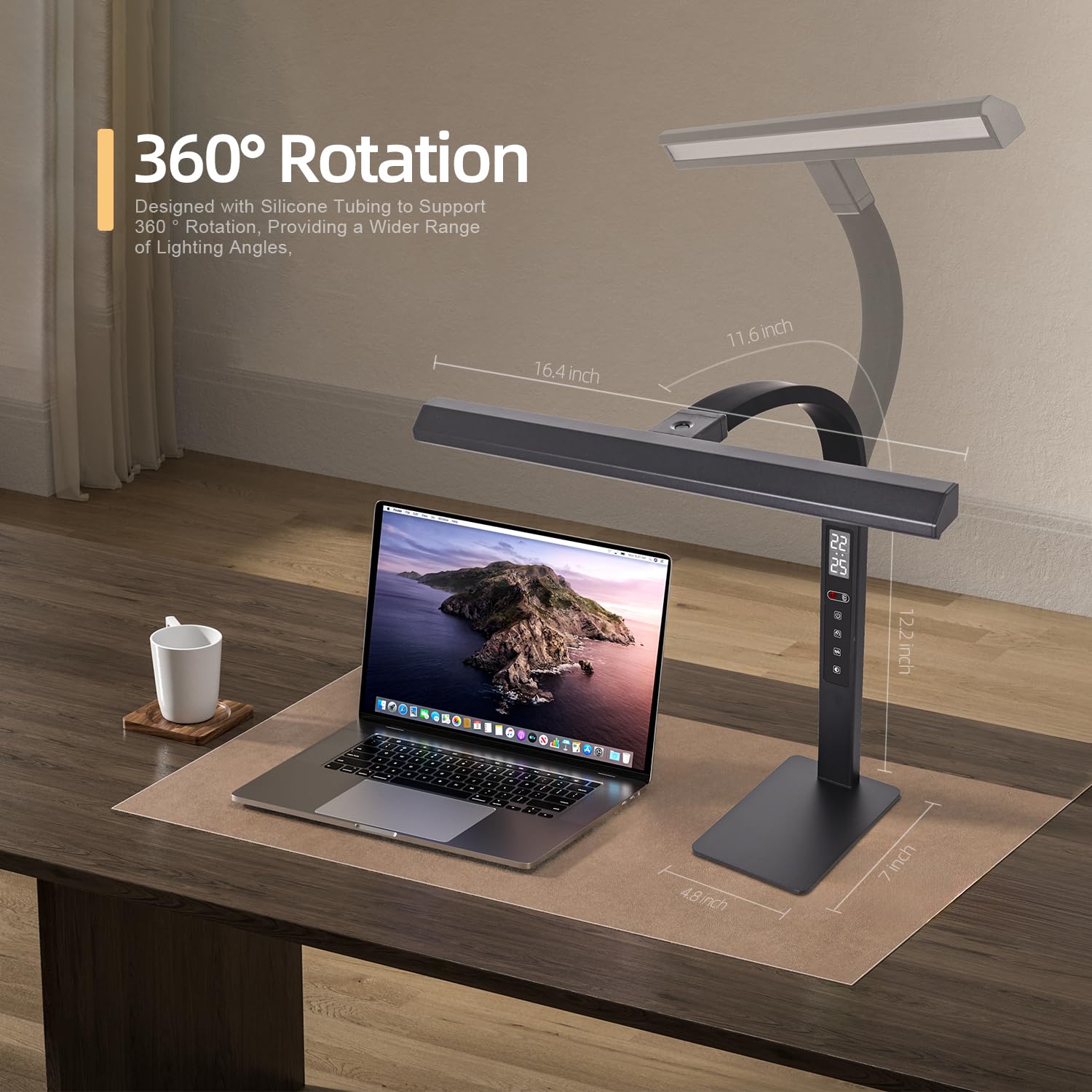 Lampada da scrivania a LED per ufficio domestico, luce da lavoro per computer architetto, temperatura di colore touch dimmerabile e tubo flessibile regolabile a collo d'oca. lampada da scrivania con
