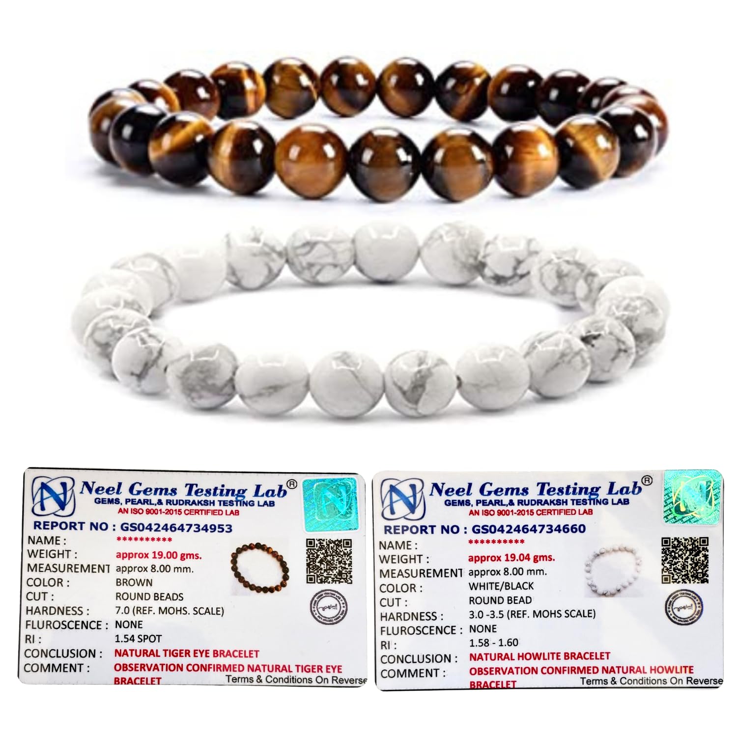DIYSM Natural Healing Crystals Bracelet (Pack of 2) (Tiger Eye & Howlite) (B09XTXBR4L) Amazon Price History, Amazon Price Tracker