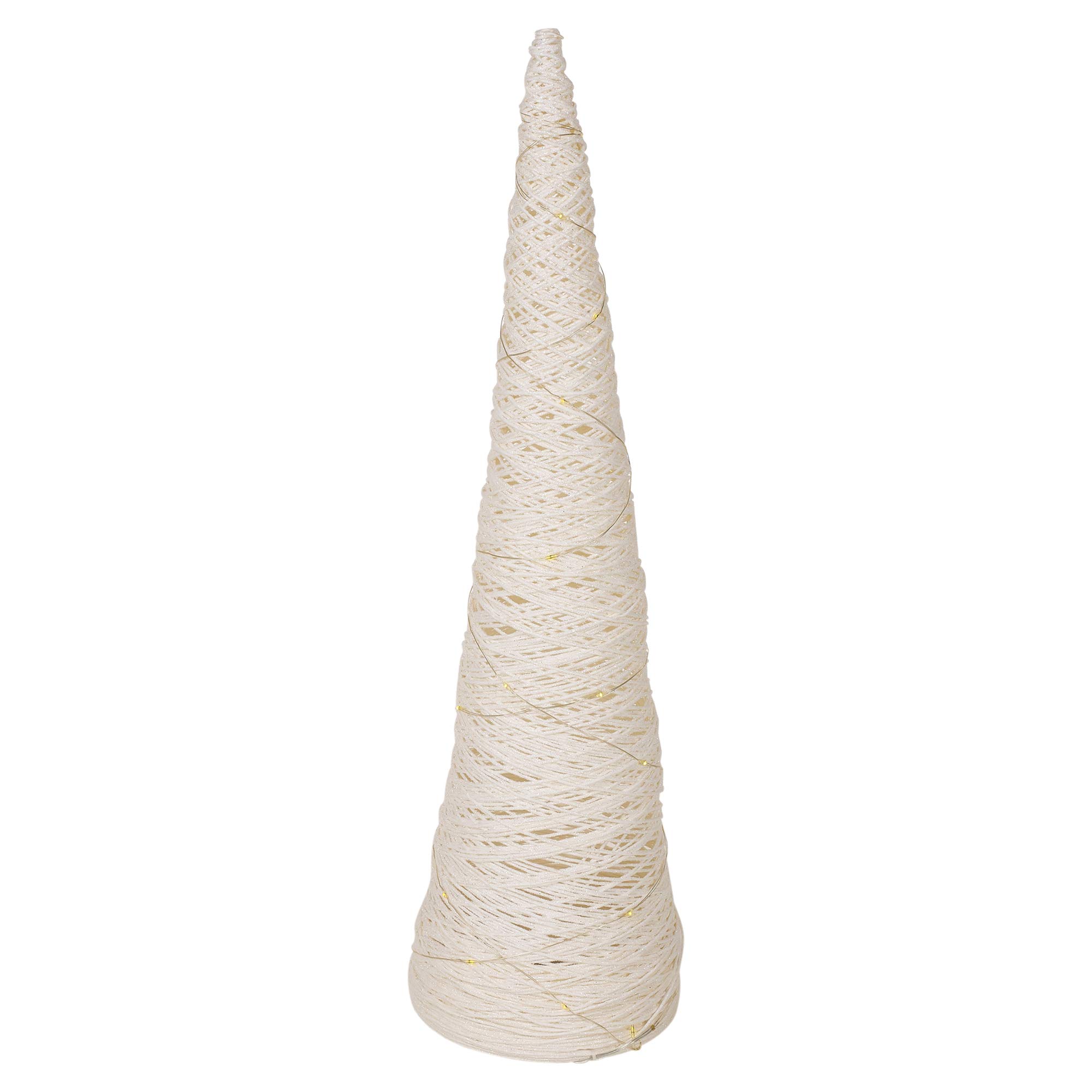 Urbnliving White With Glitter Led Light Up Christmas Tree Cones, Pyramid Shaped Xmas Cone Trees With Fairy Lights, Window Display Home Decor (, 40Cm)