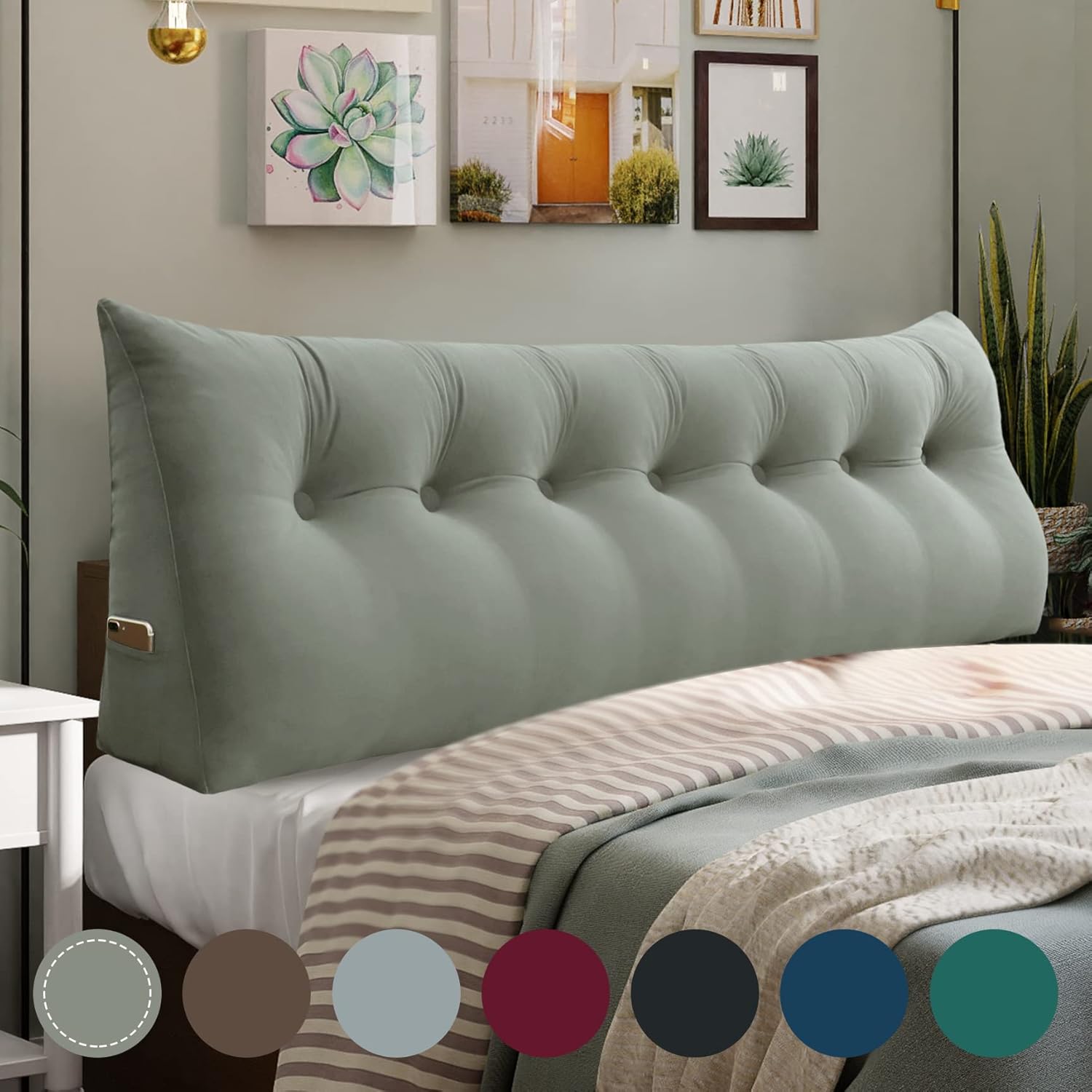 WOWMAX Large Bolster Triangular Headboard Backrest