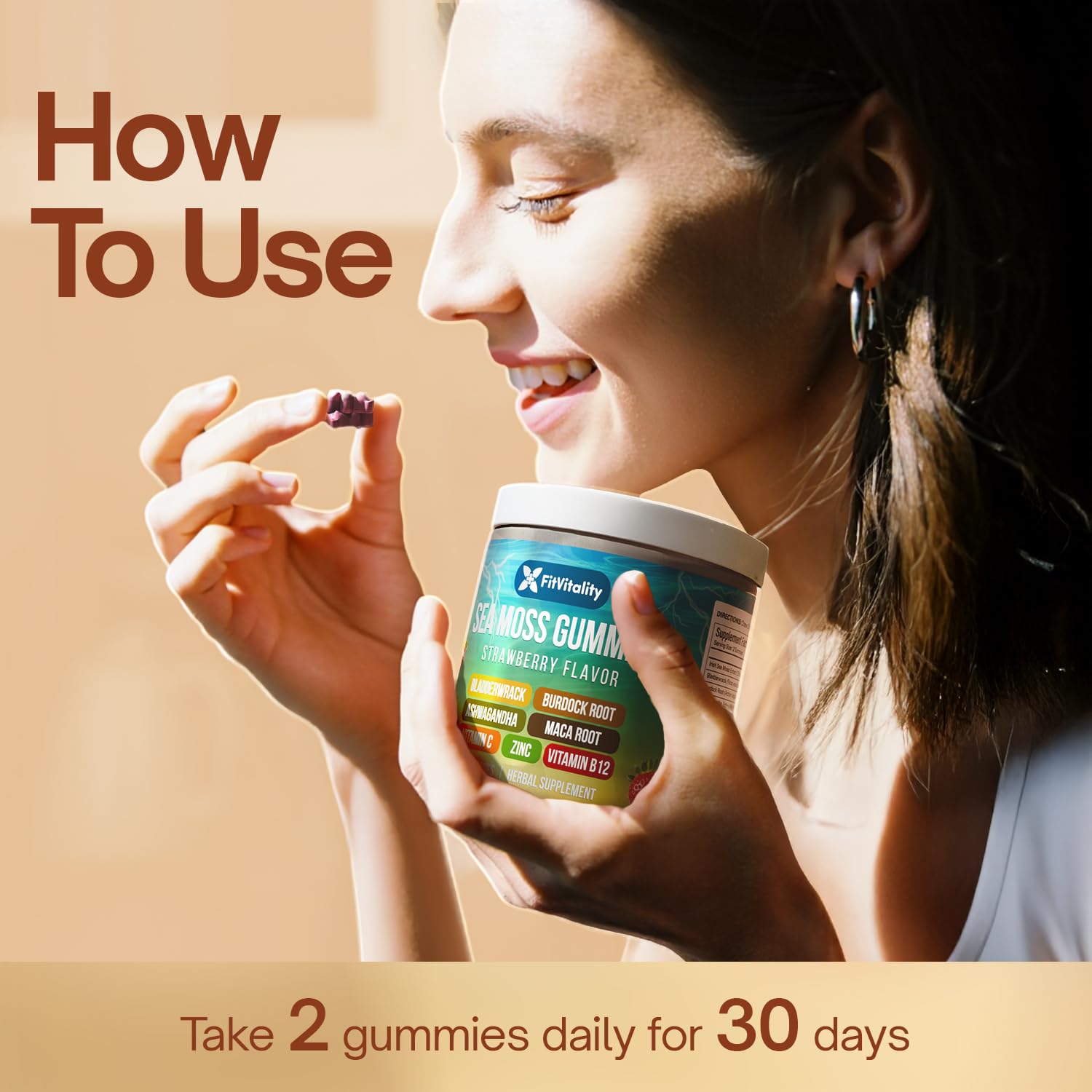 60 Sea Moss Gummies. 9-in-1 Formula. With Ashwagandha, Burdock, Elderberry. — Amazon image 5