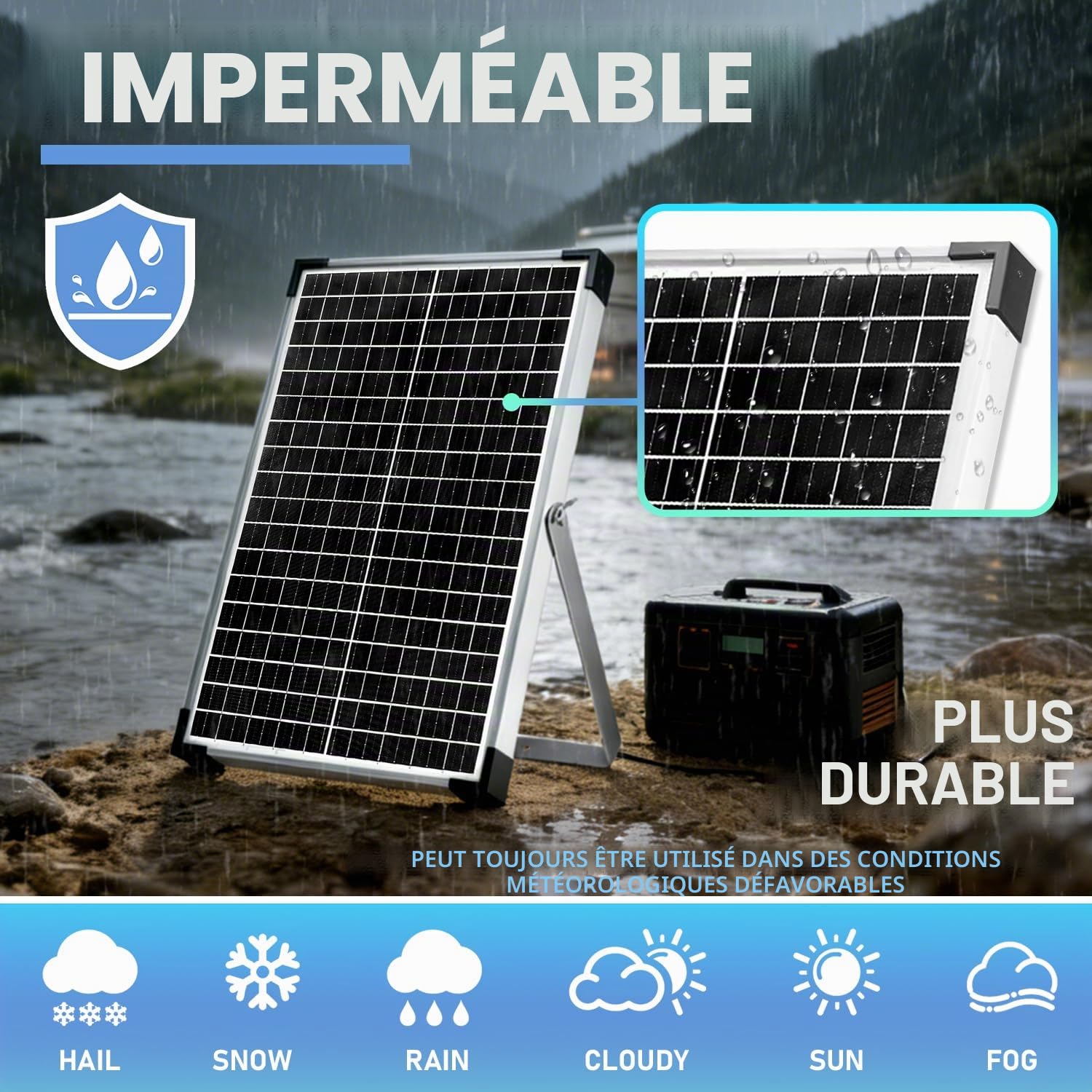 Kit de panneau solaire 30 W, mainteneur de batterie solaire 12 V + contrôleur de charge PWM 10 A + câbles d'extension et support de montage réglable