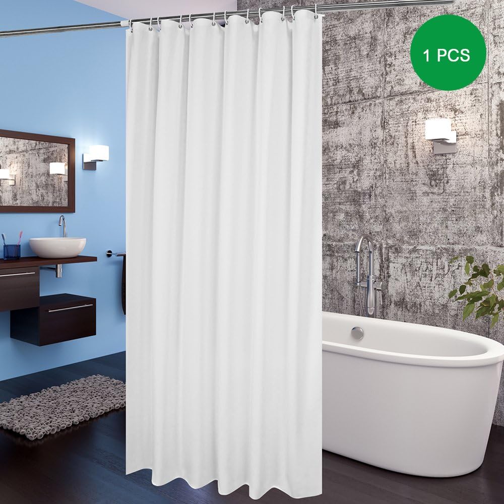 EurCross Narrow Shower Curtain,Anti Mould Mildew Resistant White Shower Curtain Liner 120 x 180 cm (48 x 72 Inch),100% Polyester - Image 3