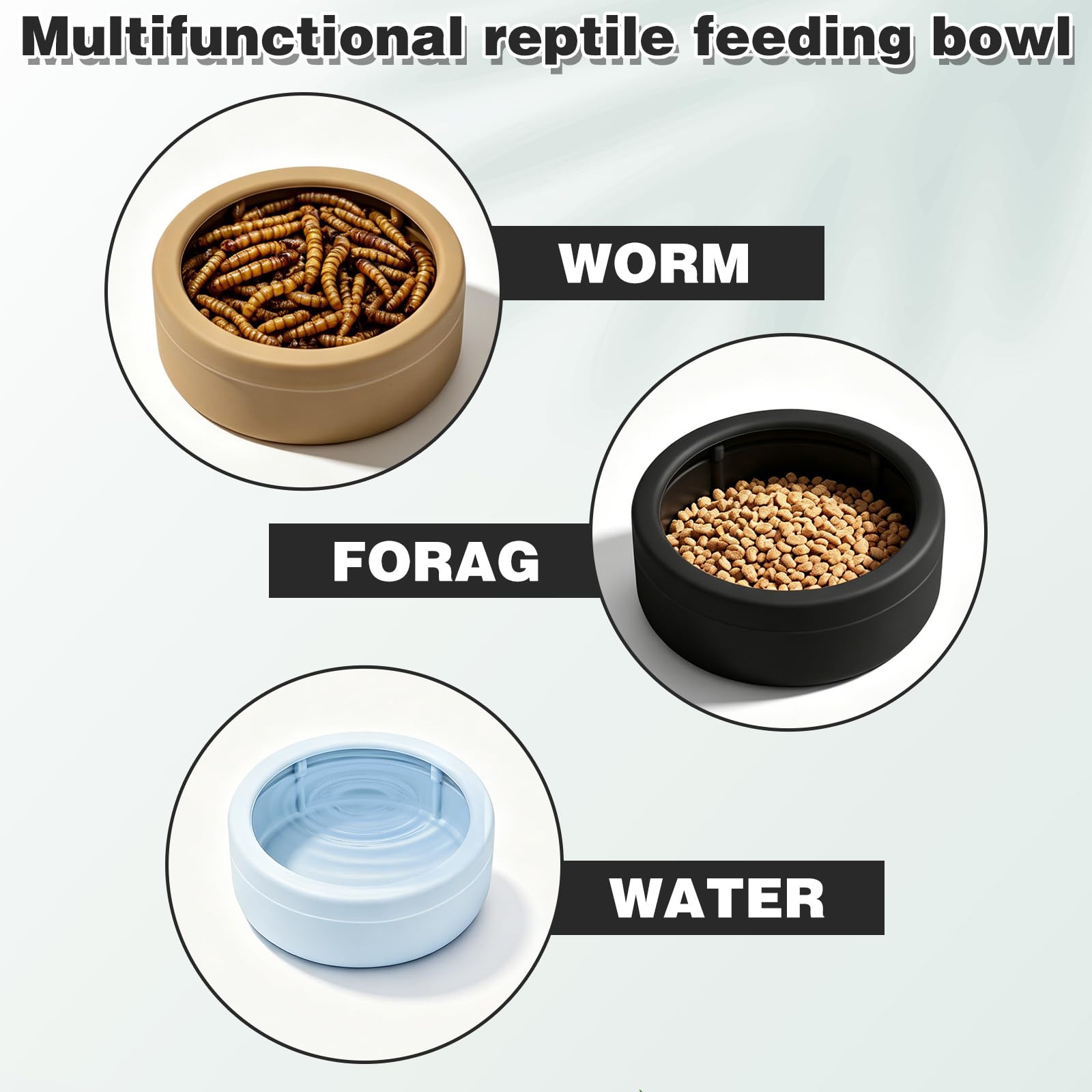6Pcs Gamelle Reptile pour vers et Eau, Bol Anti-Évasion pour Agame Barbu Araignée Sauteuse Gecko Lézard Caméléon, Tasse à vers de Farine en Plastique Anti-Déversement 2.83 in 3 Couleurs