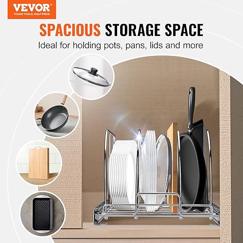 Miniatura 2 de VEVOR Estante para sartenes y ollas, organizador extensible para debajo del gabinete, bandeja para hornear bandejas para hornear, separadores de