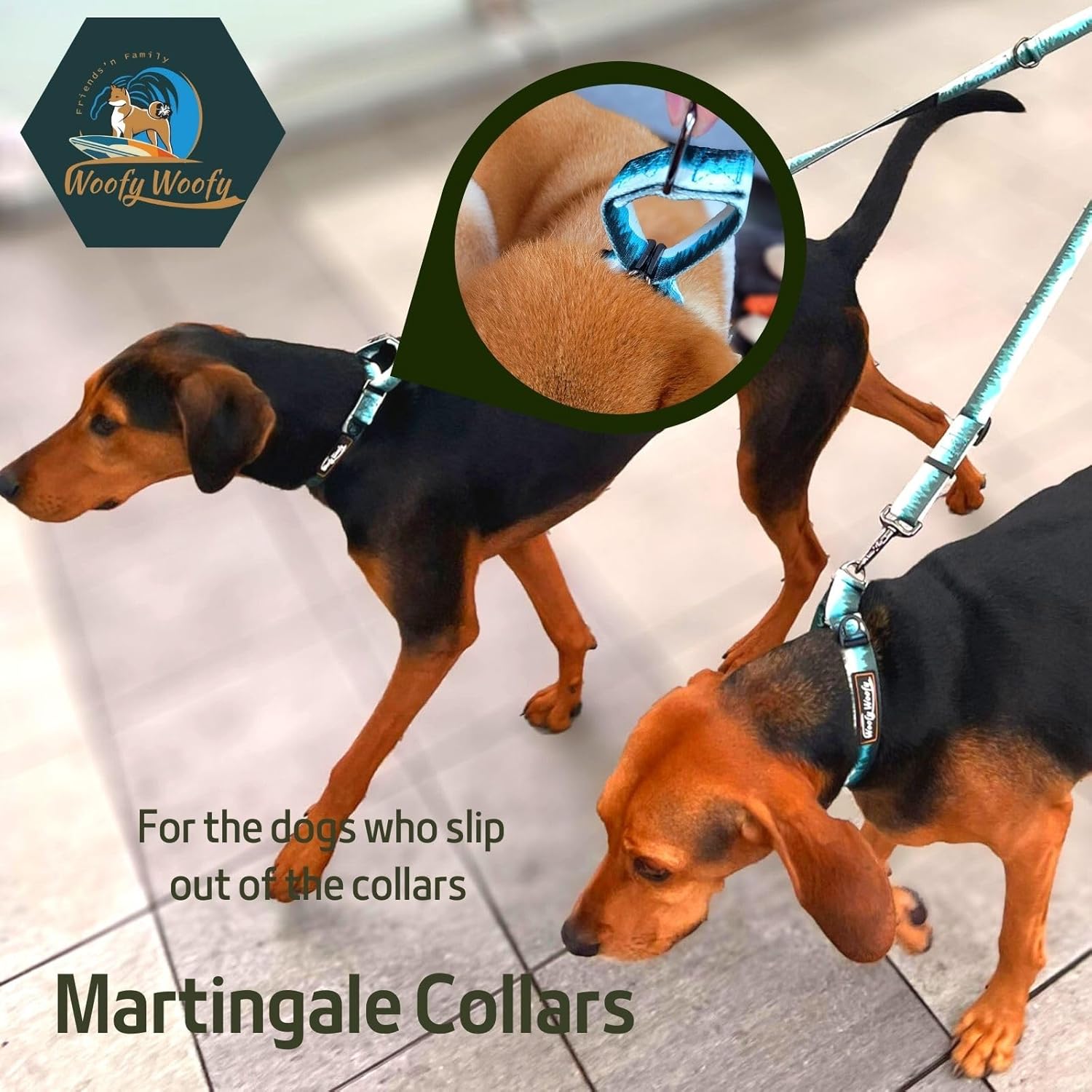 Martingale Dog Collar Without Buckle, Escape-Proof, Safety Training Dog Collar, Forest Print, for Small and Medium Dog, Size S-Width 3/4", Length 11"-13"