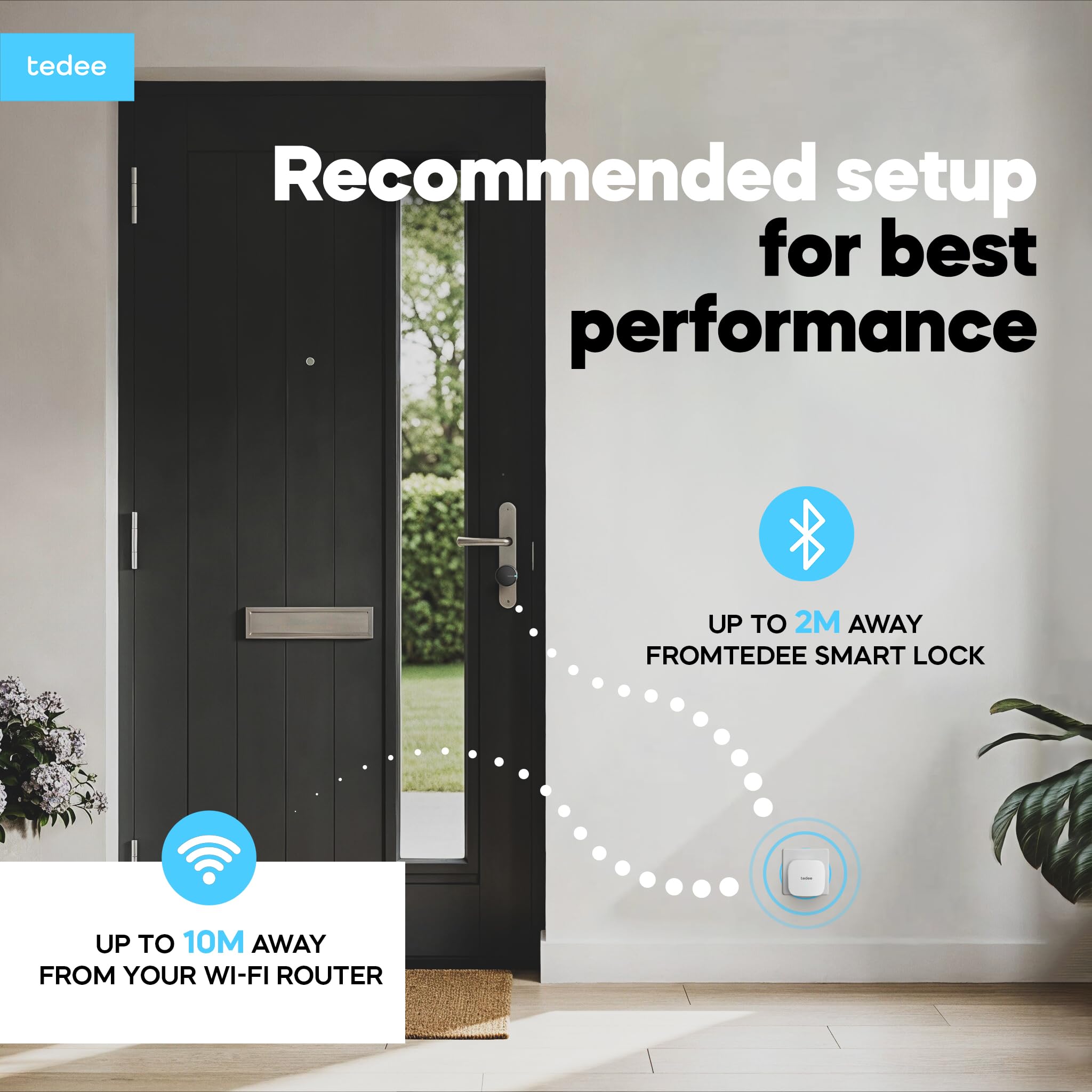 Tedee GO2 Alu Cerradura Inteligente con WiFi, Bluetooth y Sensor de Puerta, Acceso Remoto y Notificaciones por App, Bloqueo Automático sin Llave | Alexa, Google Home, Apple HomeKit, SmartThings Matter