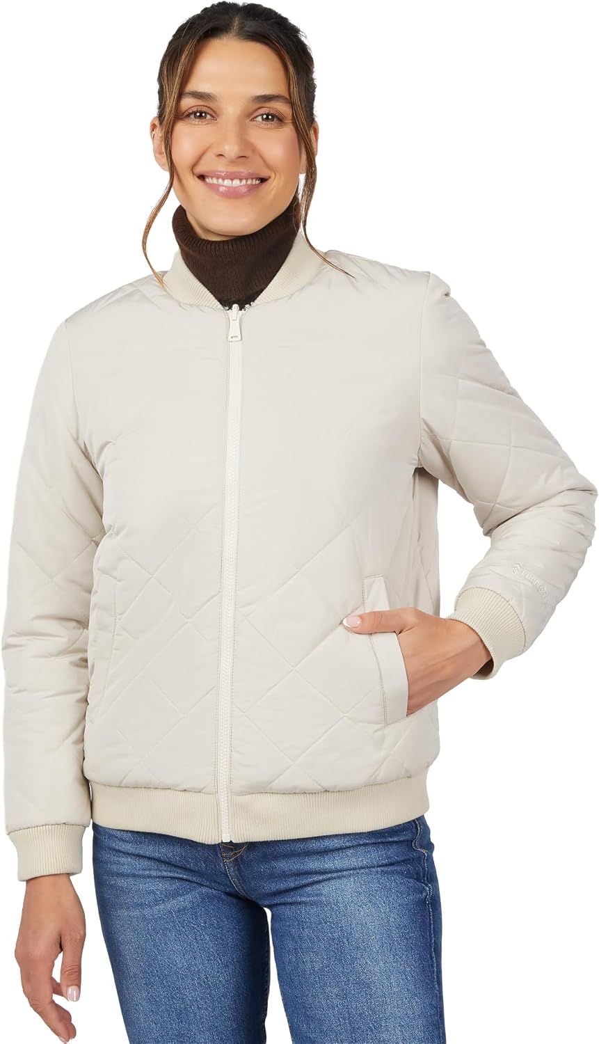 Women's Reversible Quilted Bomber Jacket in Oat by FreeCountry