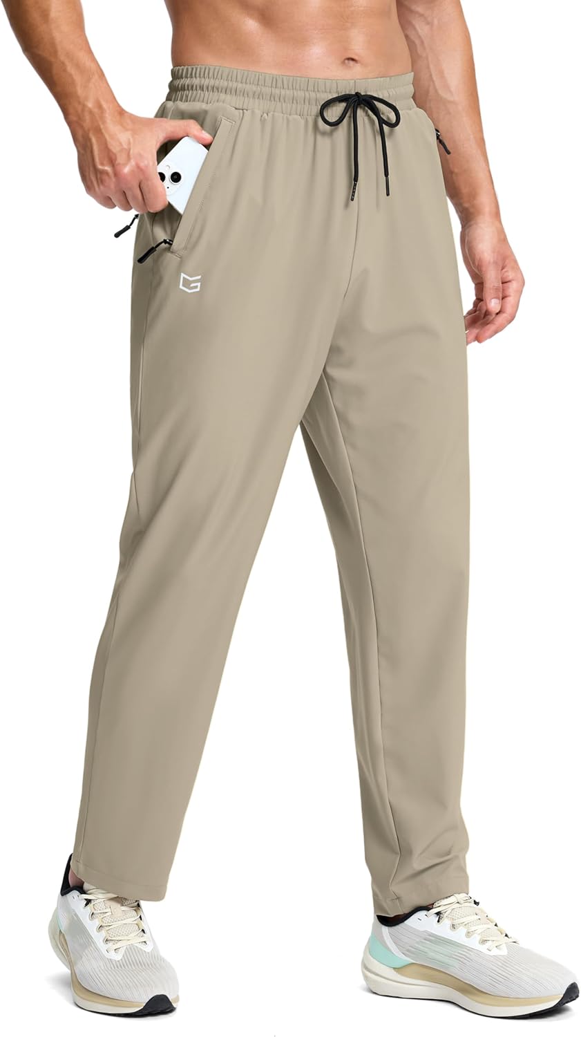 G Gradual Men's Lightweight Pants with 3 Zipper Pockets Athletic Workout Sweatpants Quick Dry Running Hiking Pants for Men