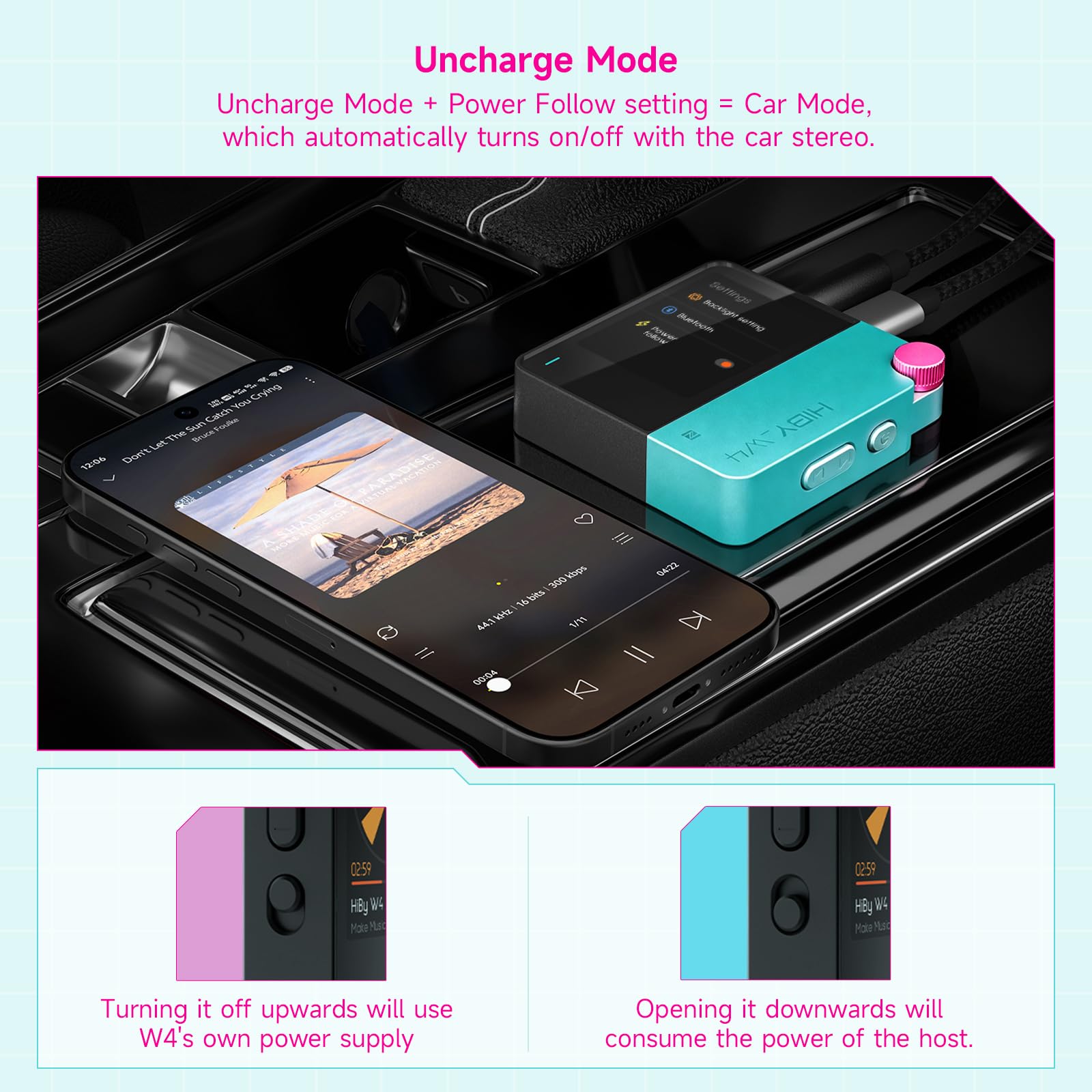 HiBy W4 Bluetooth-Kopfhörer-Verstärker USB DAC, BT 5.4 & NFC, aptX Lossless LDAC, Dual DAC, DSD512 PCM 768 kHz, 5,1 cm Touchscreen, CVC Mikrofon, 3,5 mm & 4,4 mm symmetrischer Ausgang