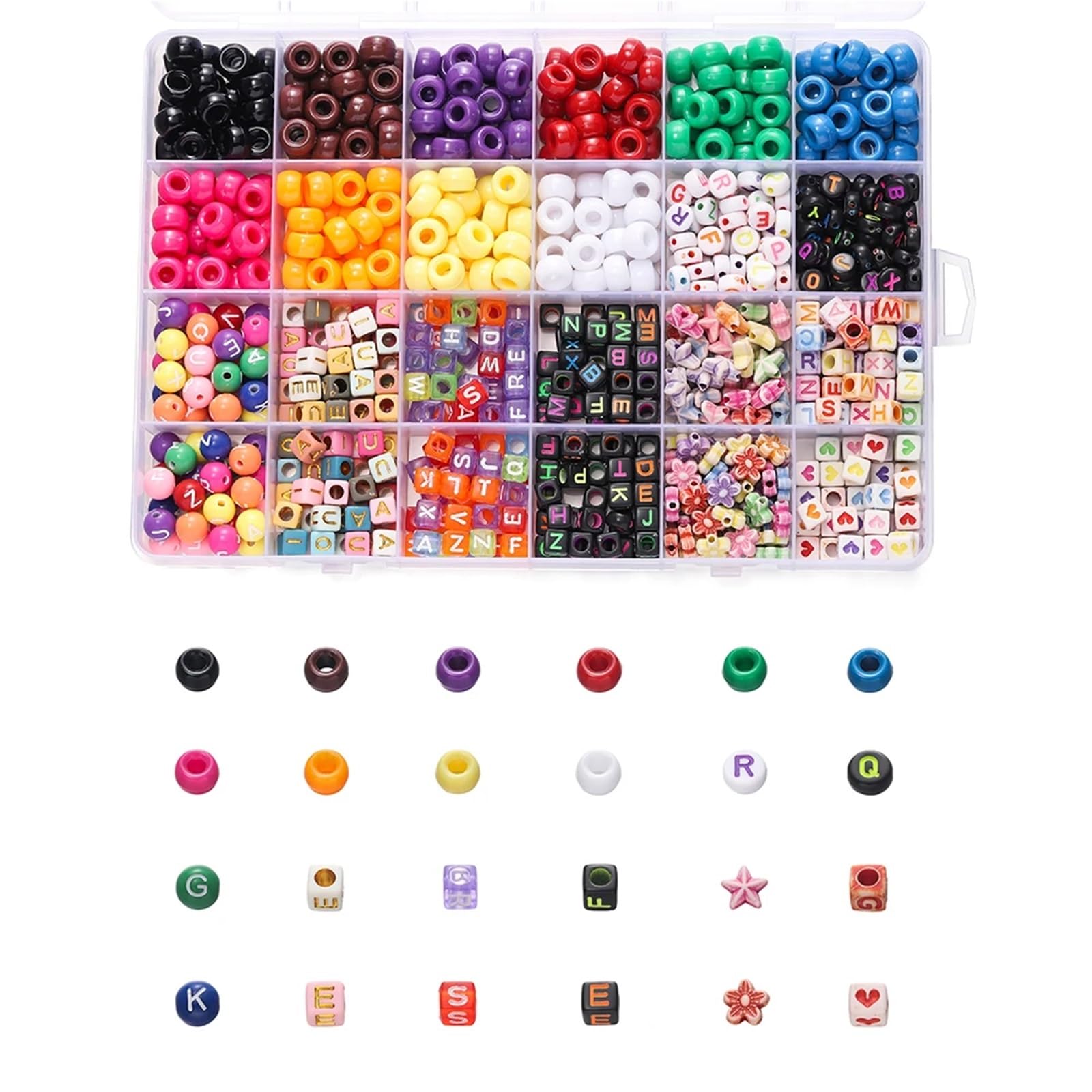 Kit Per Creare Braccialetti 650 pezzi/set 24 colori perline con lettere set materiale distanziatrici sciolte fai da te gioielli braccialetti collane accessori(Color 2)