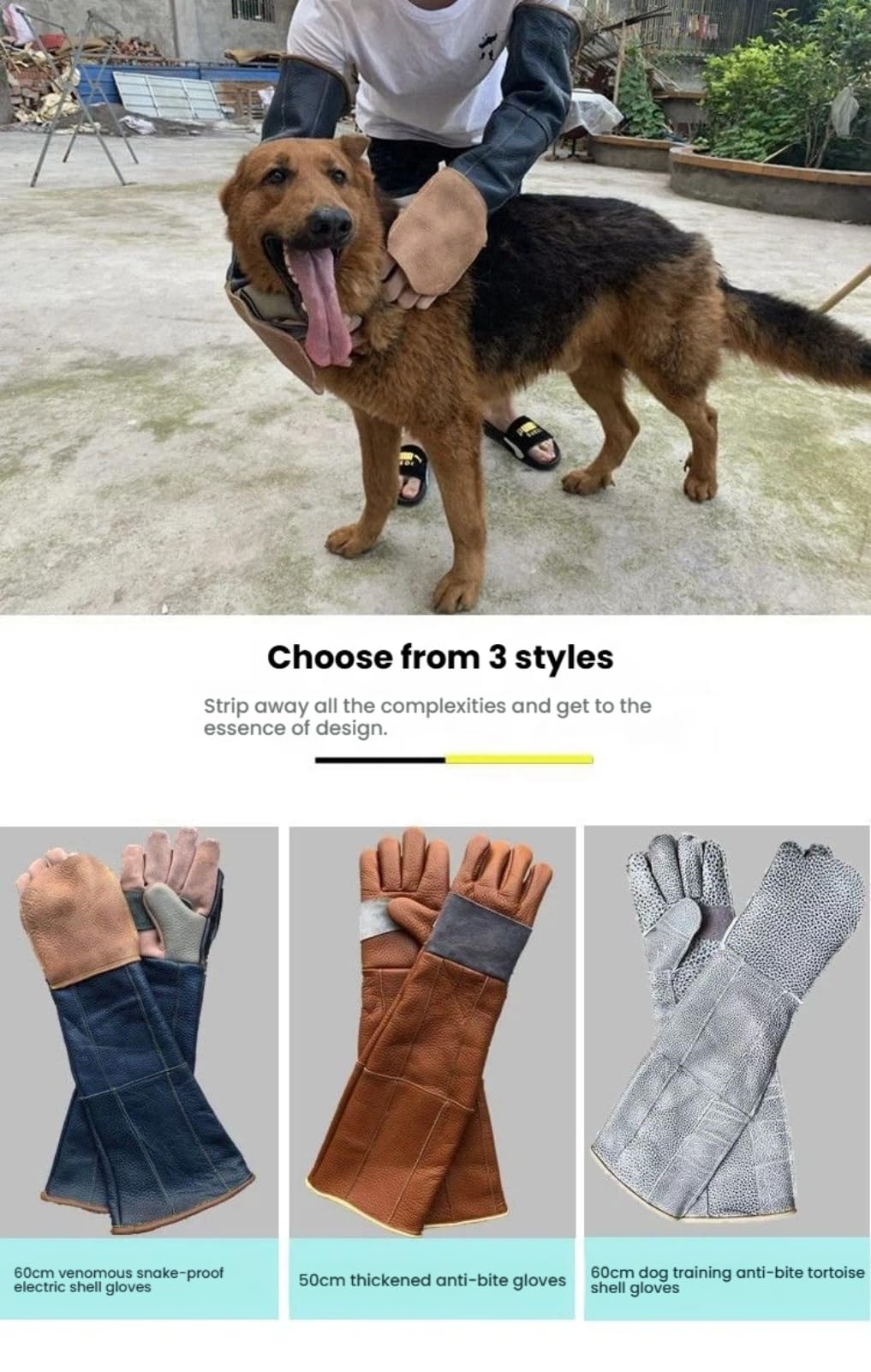 Guantes de manipulación de animales a prueba de mordeduras, 60 cm extendidos de cuero vacuno auténtico, antimordeduras, antiarañazos, resistentes a desgarros, para entrenamiento de perros, aseo de