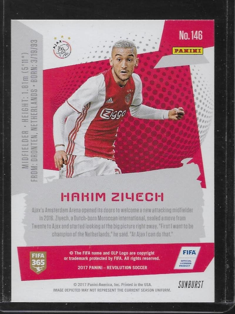 2017 Panini Revolution Sunburst #146 Hakim Ziyech AFC Ajax Soccer Card