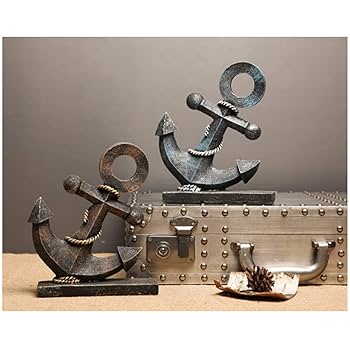 オブジェ　ヴィンテージ　舵　マリン　シップ　インテリア　船　ガーデニング　置き物 Amazon.co.jp: 木製 舵輪 錨 アンティーク 海賊 インテリア 御