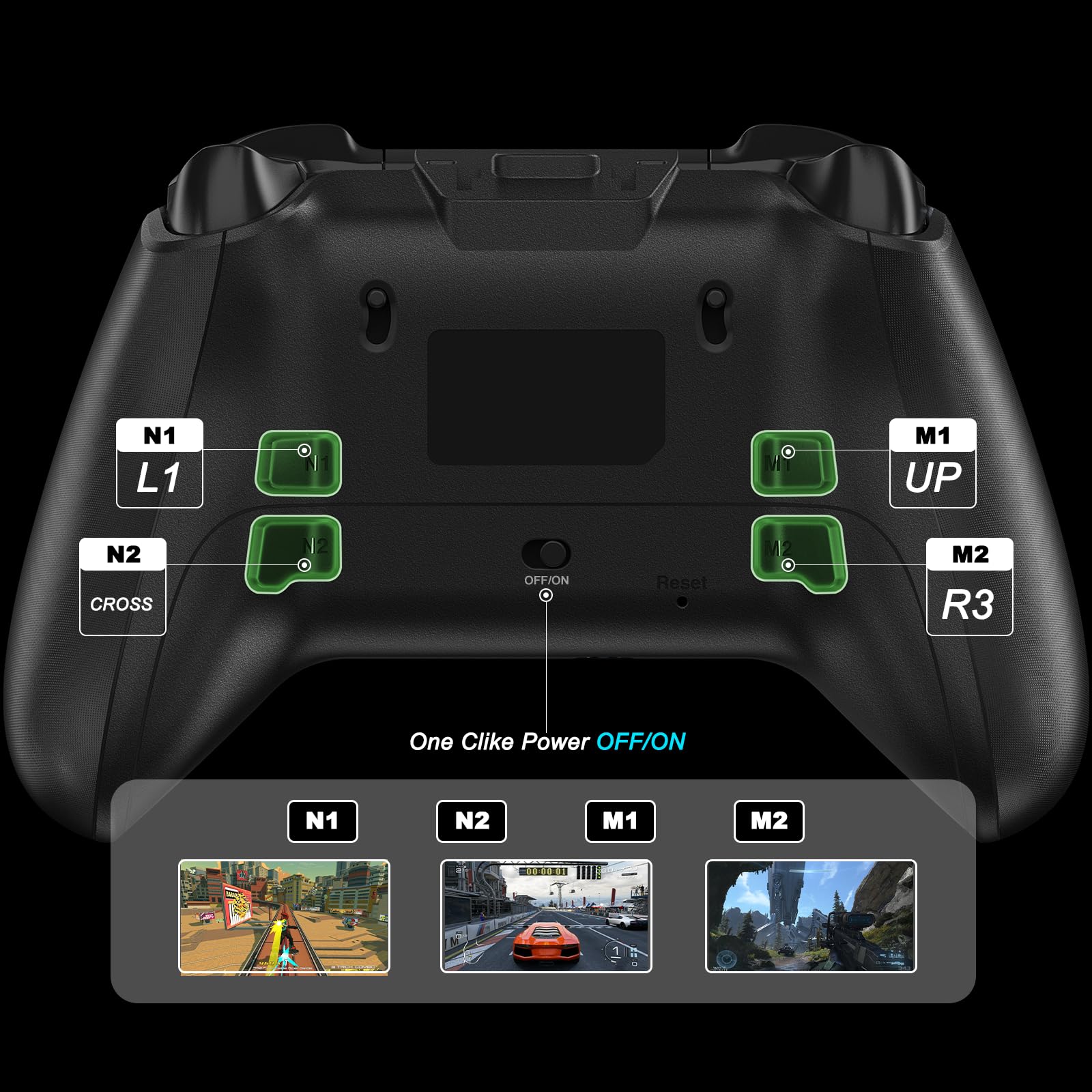 QRD Controller wireless FERROX M5 per Xbox Series X|S, Xbox One,Switch, PC, controller Xbox con dongle USB da 2,4 Ghz, registrazione macro flessibile, Turbo