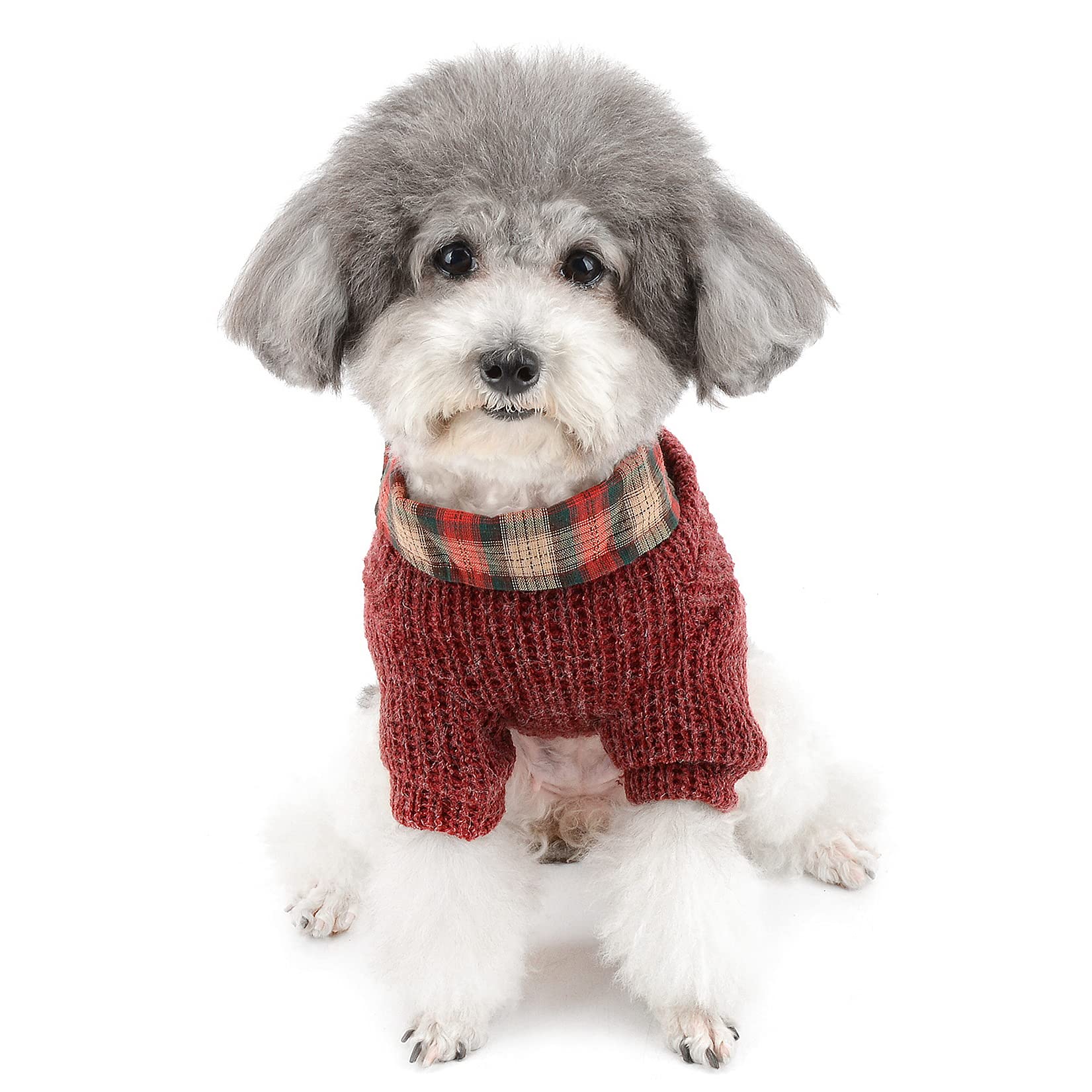 Zunea Small Dog Sweater Winter Coat Puppy Knitwear Soft Warm Clothes Knitted Pullover Jumper Cold Weather Pet Girls Boys Apparel for Chihuahua Yorkie Red XXL