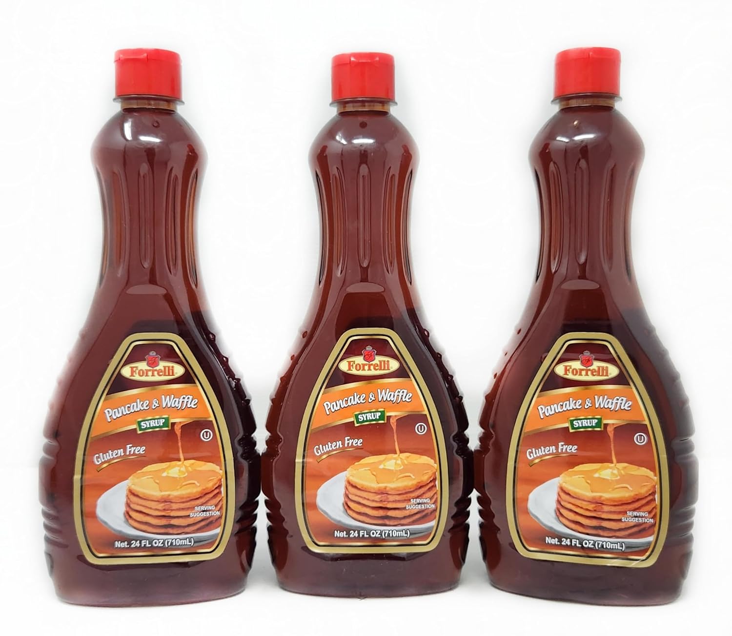 3 Pack of Pancake and Waffle Syrup Forrelli Gluten Free 24oz Bottles