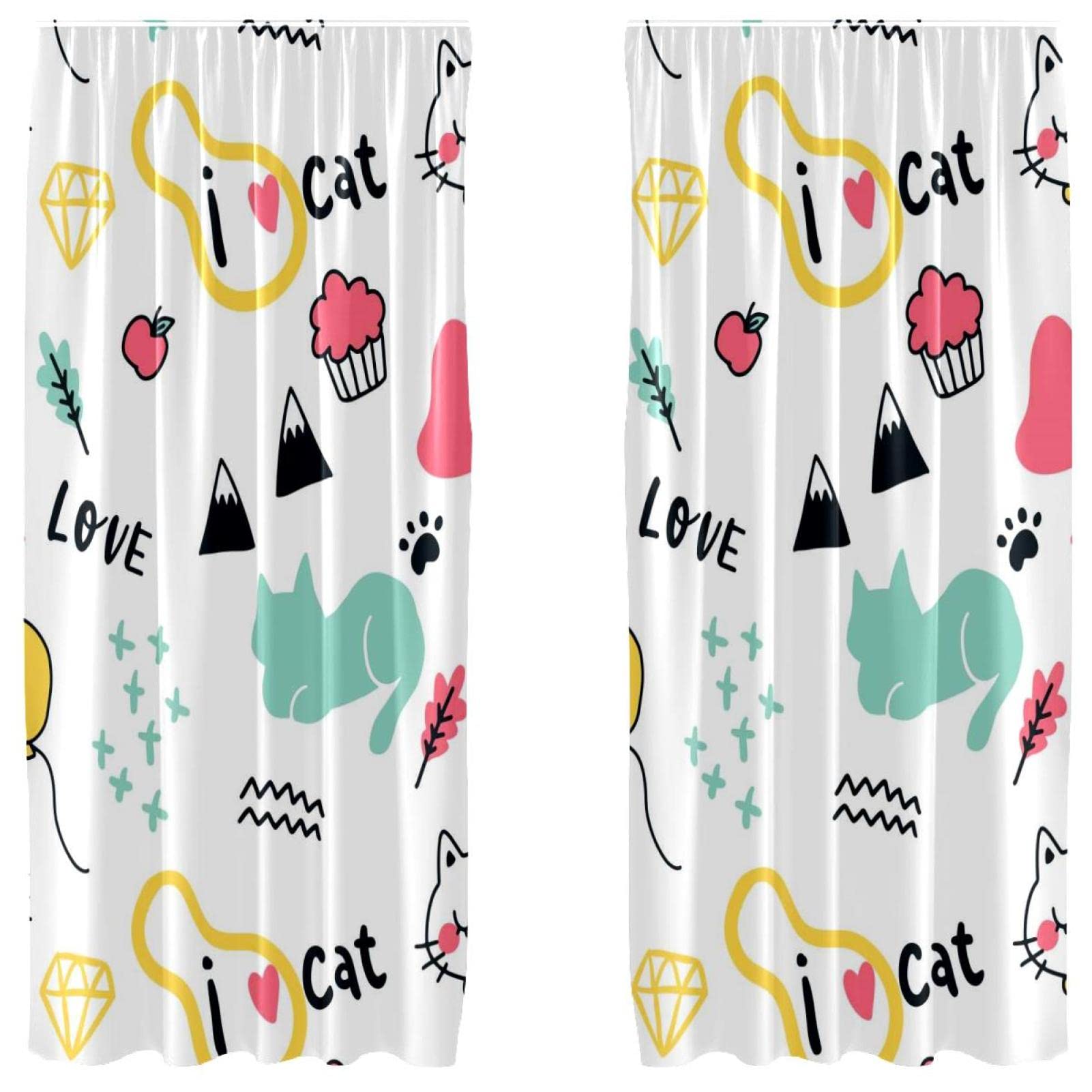 Cortinas de gato para dormitorio juvenil juego de 2 piezas decorativas de 55 x 84