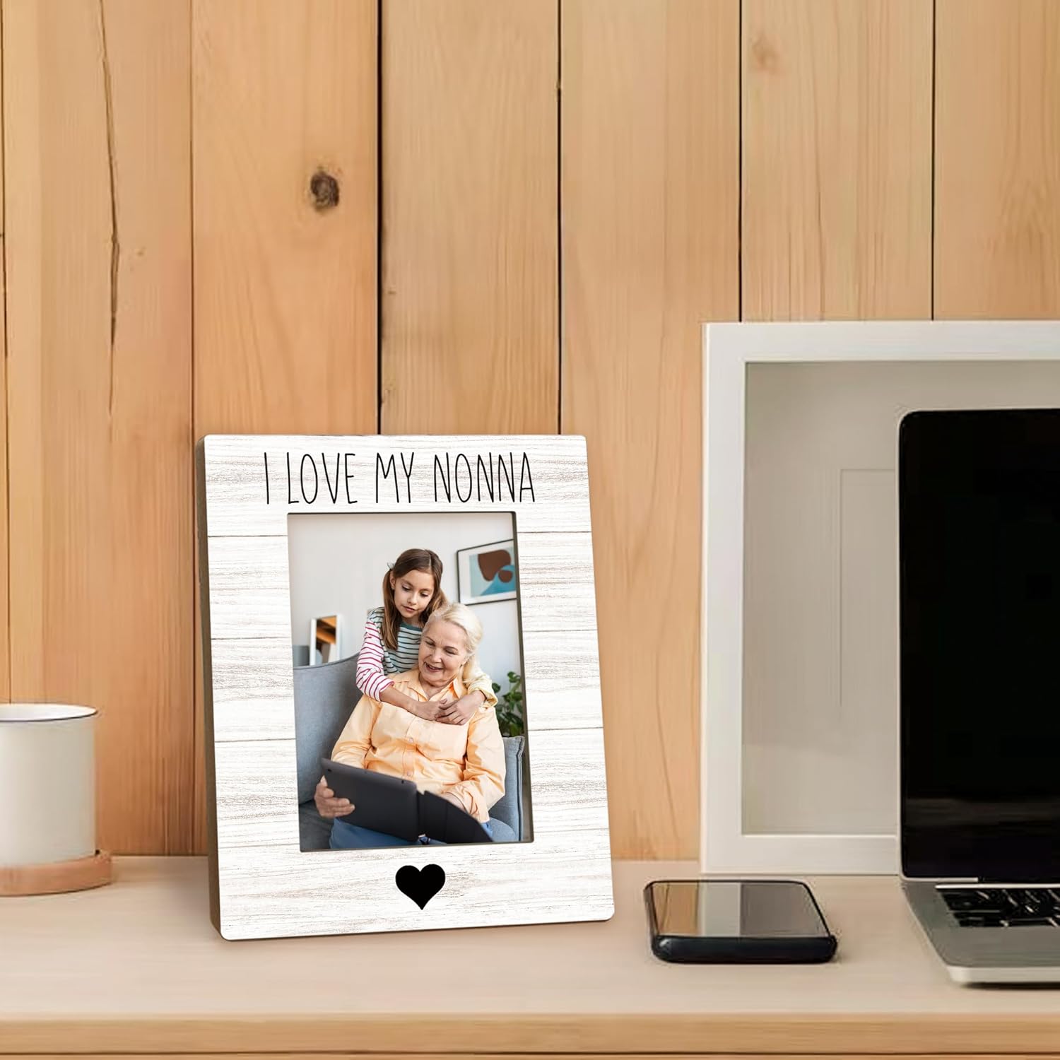 Nonna Gifts Picture Frame 5x7, Nonnas Photo Frame, Christmas Mothers Day Birthday Gifts for NonnaGrandma from Grandkids, I Love My Nonna Wooden Picture Photo Frames for Desk Home Room Decor - Image 3