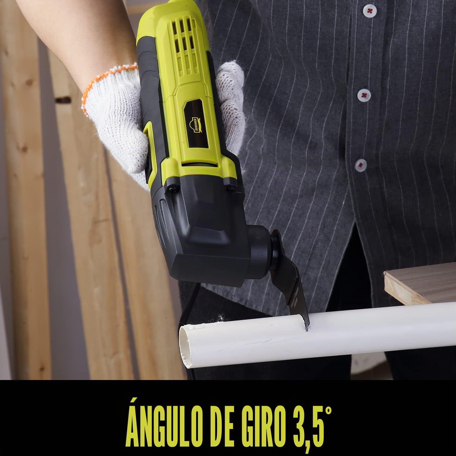 DEWINNER Herramientas Multifunción Oscilante 300W, 6 velocidades variables 0-23000 RPM multifunciones con cable,3,5° ángulo de oscilación 37 accesorios Para aserrar, raspar, cortar, moler y pulir