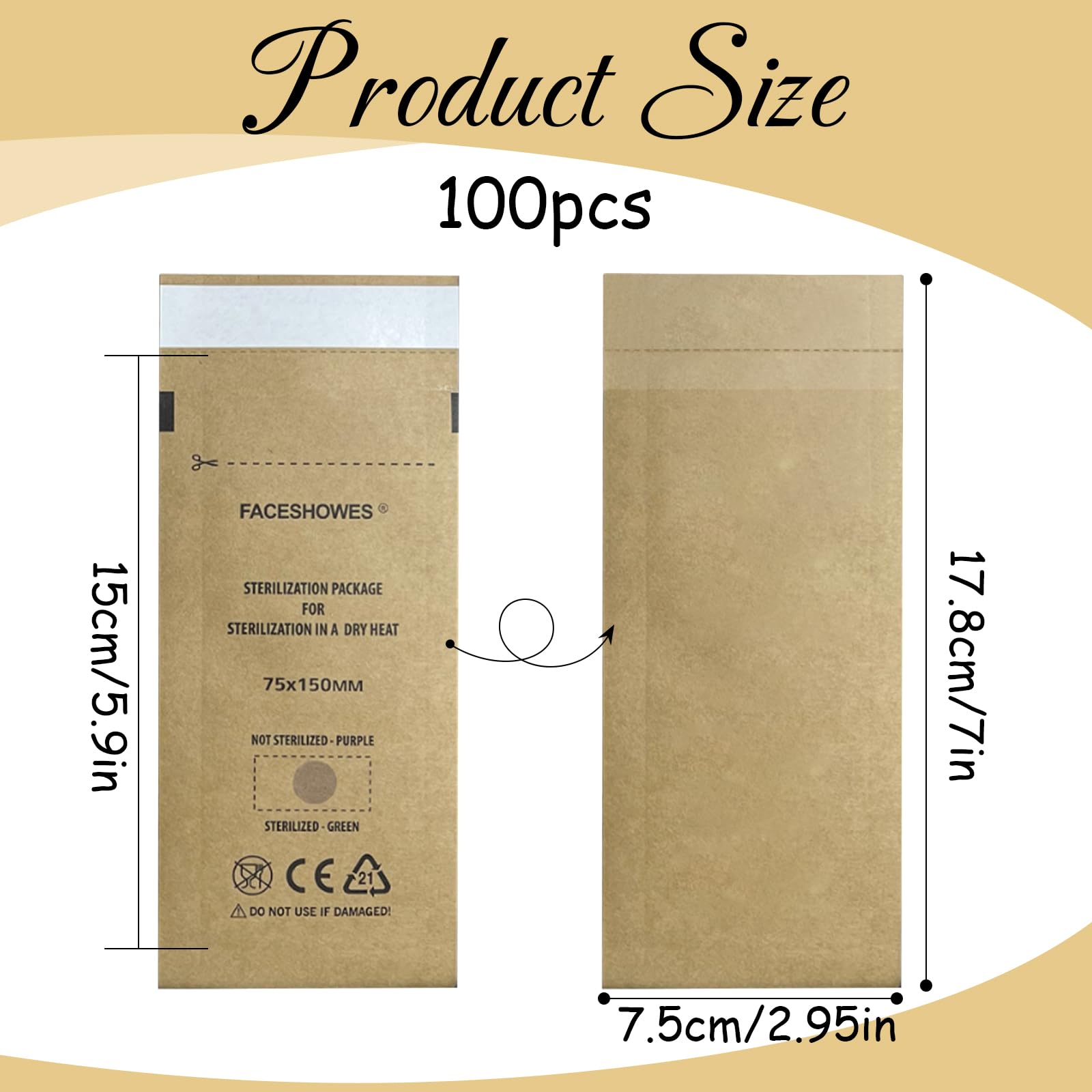 Esterilizador Manicura Desechable Autoclave Papel Kraft Bolsas Esterilizacion Autoadhesivo