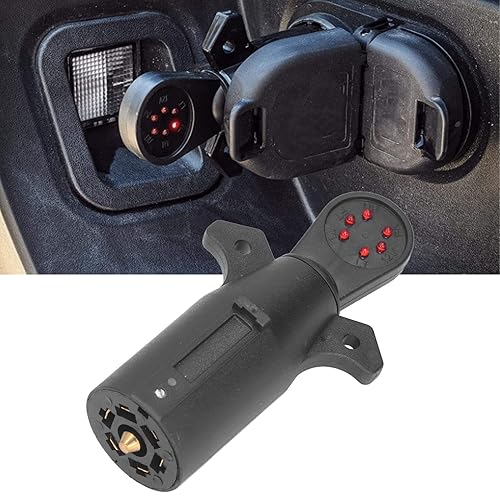 Miniatura 2 de Fydun - Probador de enchufe de vehículo, probador de luz de remolque de 7 vías, adaptador de conector de hoja RV de 7 pines 6LED resistente a la