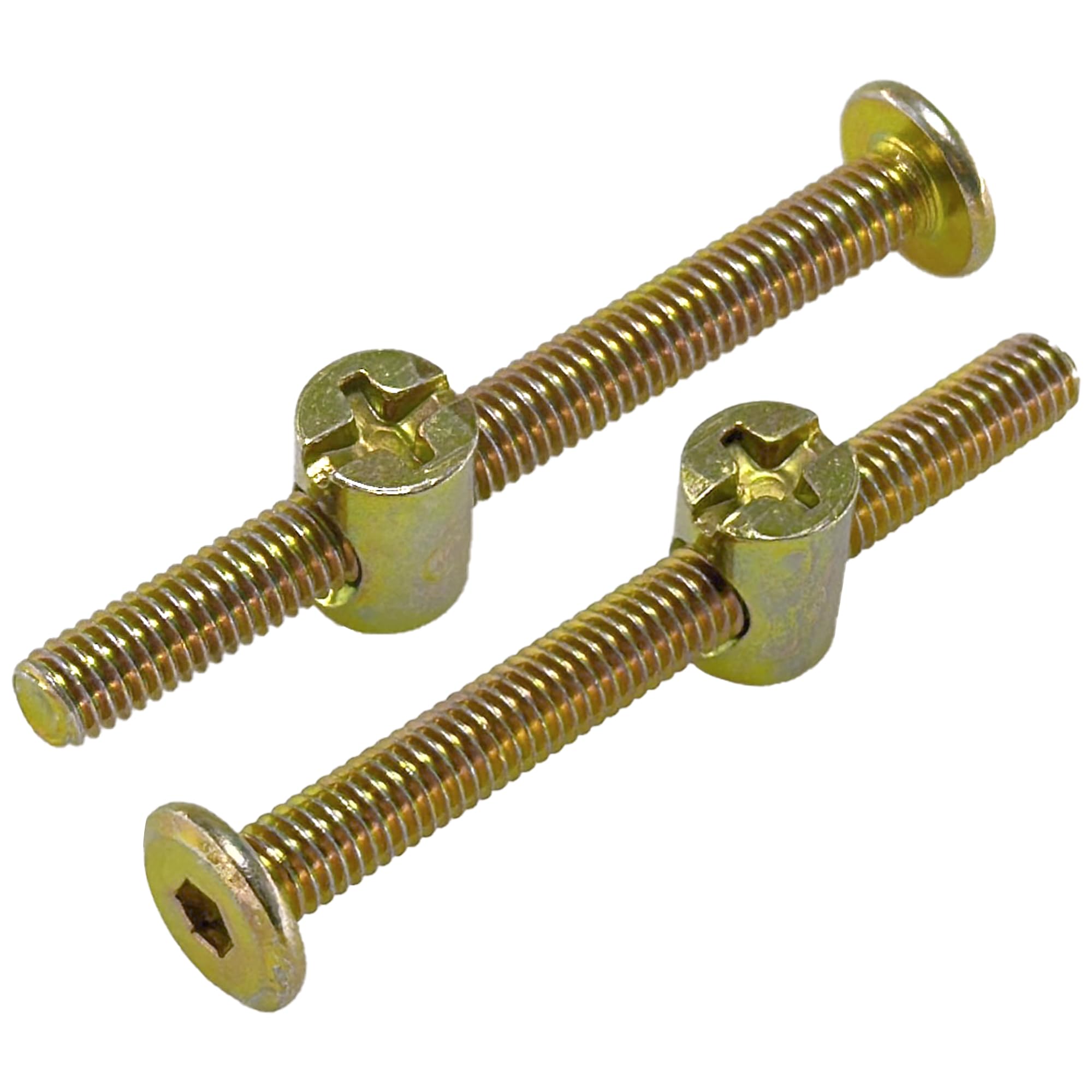 10-Set M6 Furniture Bolt and Nut Kit, Hex Socket Bed Bolts, Screws, and Nuts (60mm), brass