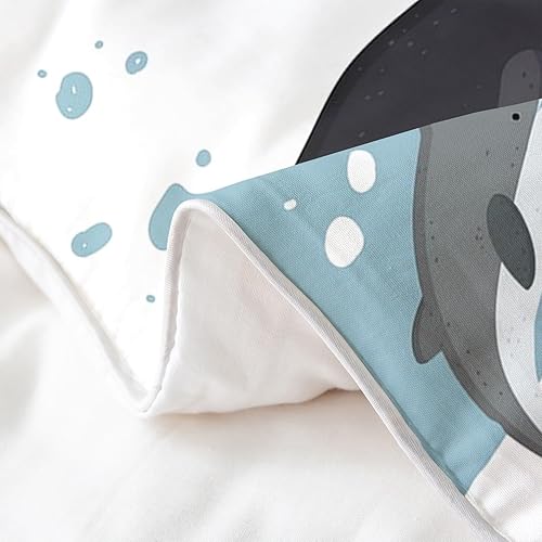 Miniatura 5 de Funda de edredón de ballena 100% algodón, tamaño matrimonial, funda de edredón de vida marina para niños y niñas, funda de edredón Kawaii de