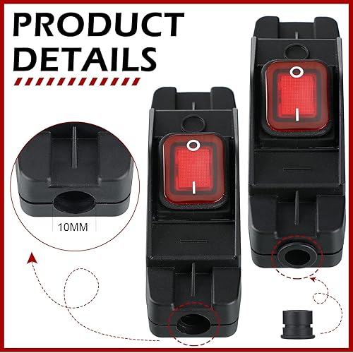 Miniatura 3 de Kingdder 2 interruptores de cable en línea impermeables CA/CC 12V-250V Interruptor de botón de alta resistencia basculante de alimentación eléctrica