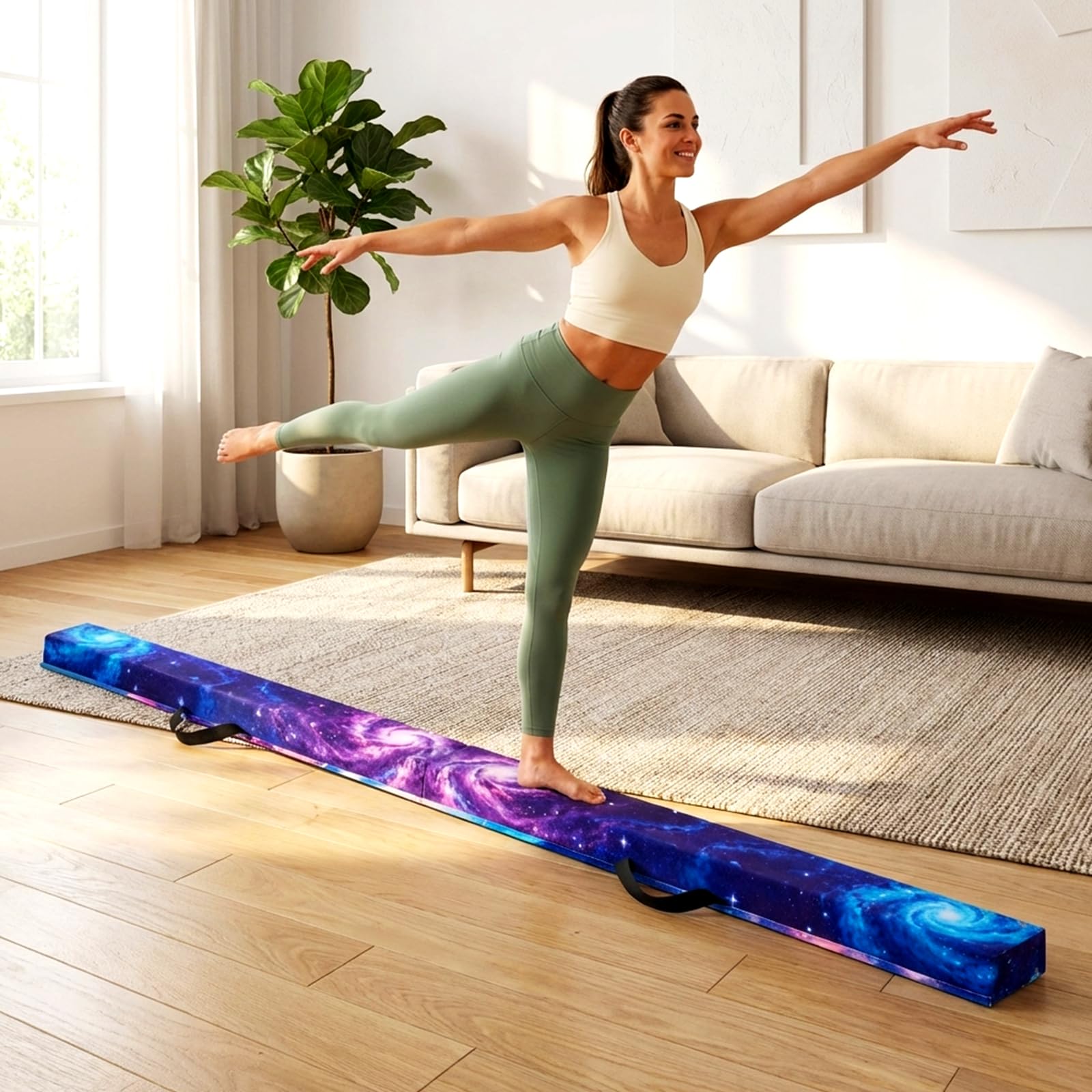 Faltbarer Gymnastik Schwebebalken 235 cm – Trainingsbalken mit Massivholz Kern & Schaumstoffpolsterung, Rutschfester Balance Beam Turnbalken, Wettkampfgerät Turnen