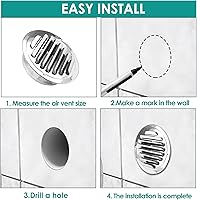 Vista 6 de Uenhoy 2 piezas de ventilación de aire de acero inoxidable de 4 pulgadas redondas Soffit rejilla cubierta de rejilla de ventilación de pared