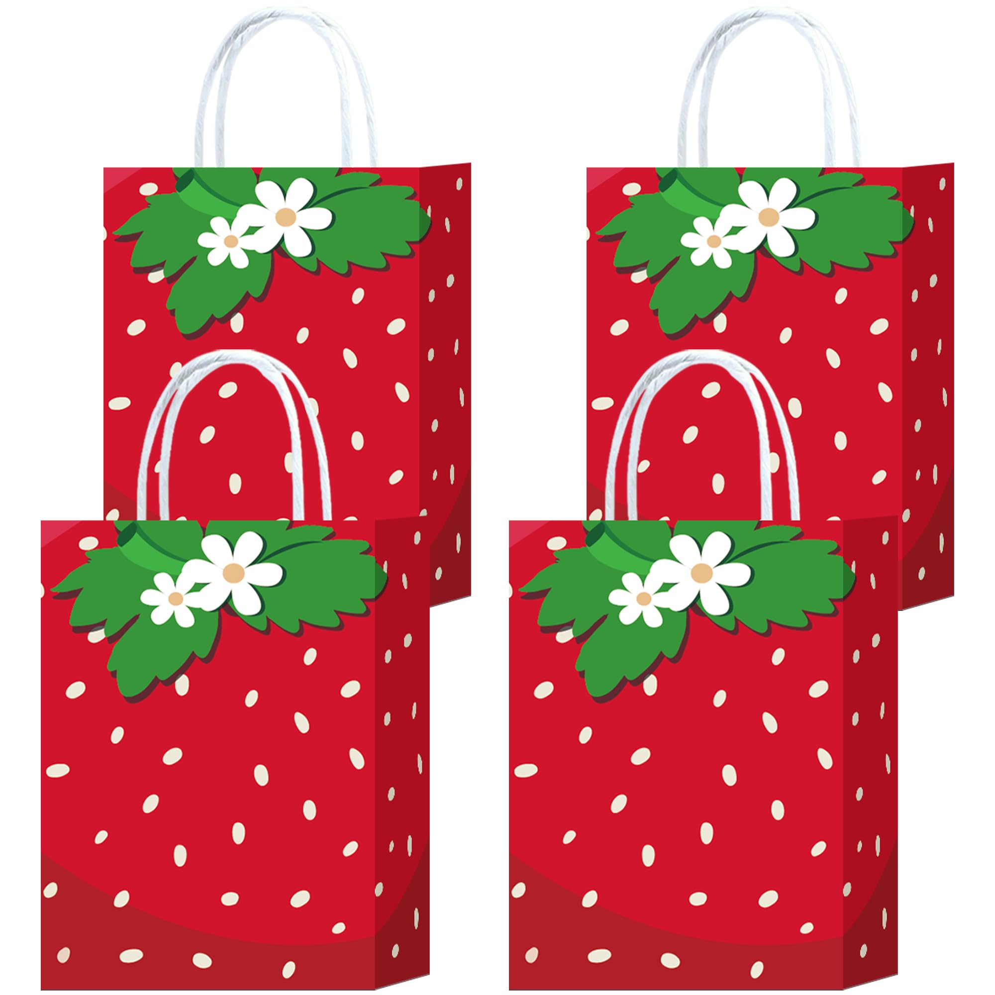 24 Stück Erdbeer-Geschenktüten Aus PVC, 15 X 7 X 16 Cm - Transparent Mit Griff, Für Party & Süßigkeiten