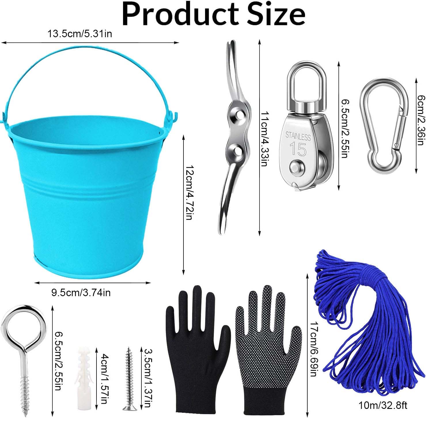 Kit Poulie Enfants Avec Seau Métal - Système De Levage Pour Cabane, Jardin - Éducatif, à Partir De 3 Ans