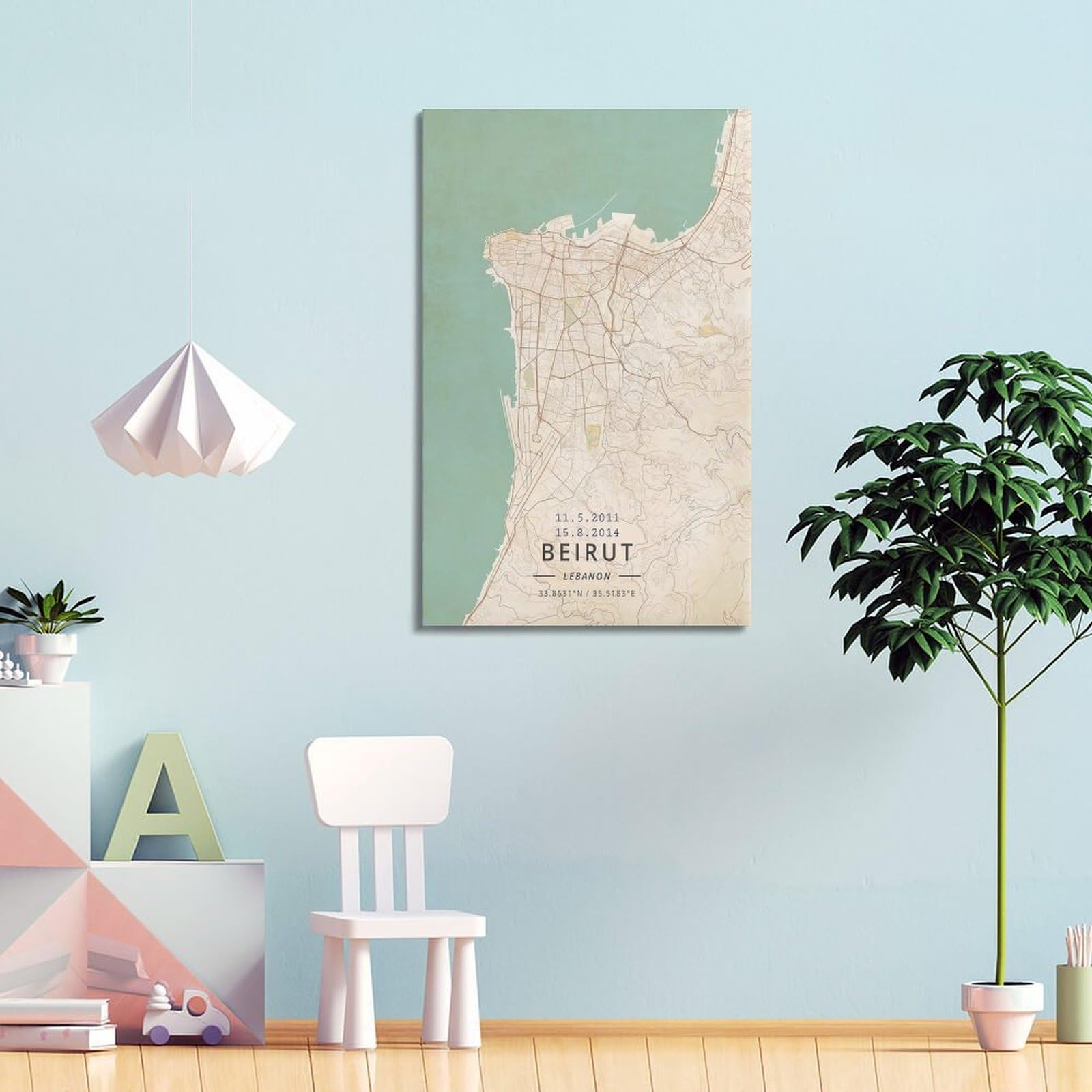 Stadtkarten-Poster für Beirut, Libanon-Poster, dekorative Malerei, Leinwand, Wandposter und Kunstdruck, moderne Familienschlafzimmer-Dekoration, Poster, 40 x 60 cm