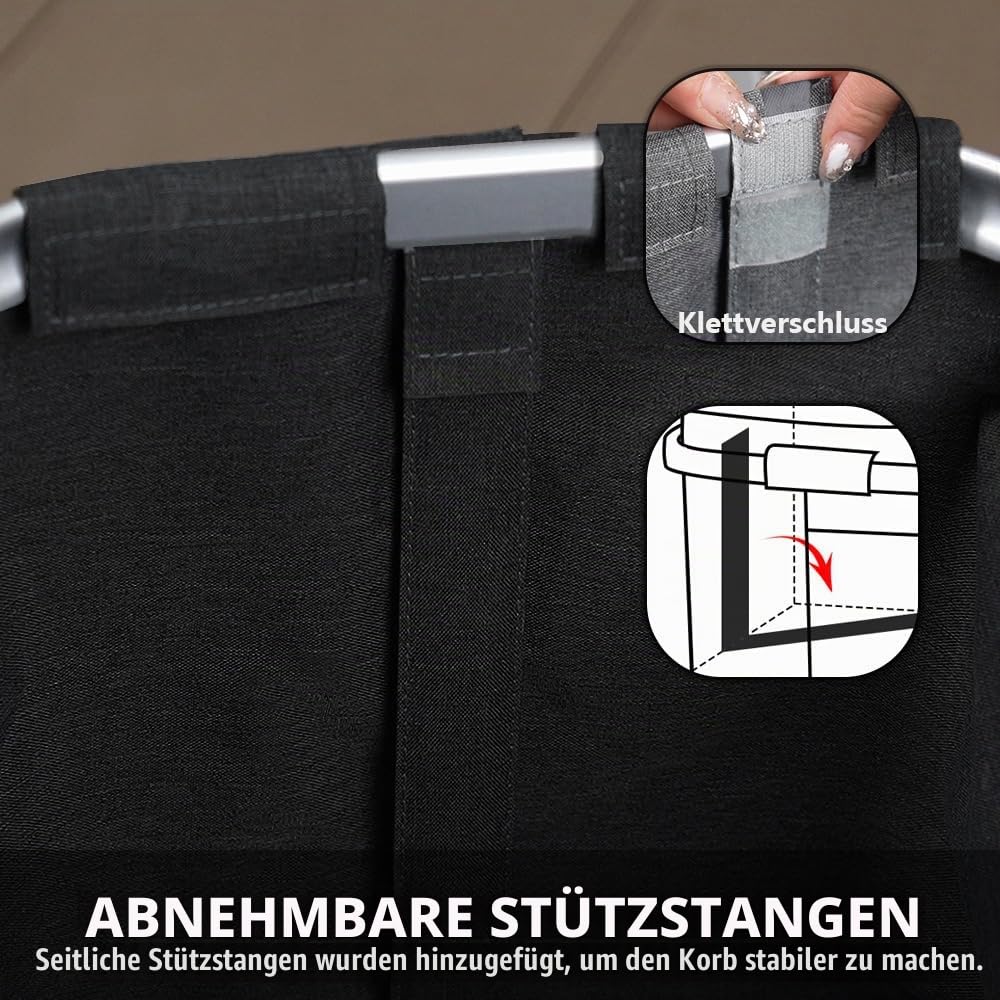 30L Tragekorb Faltbar Groß Einkaufskorb Picknickkorb mit Gepolsterten Griffen Praktischer Klappkorb Einkaufstasche mit Alurahmen Stabiler Korb