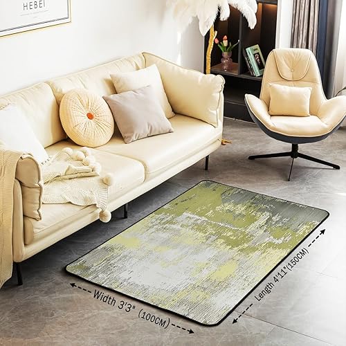 Miniatura 3 de jejeloiu Alfombra abstracta verde de poliéster de 5 x 7 pulgadas, moderna, estética, mármol, para sala de estar, dormitorio, diseño retro, acuarela,