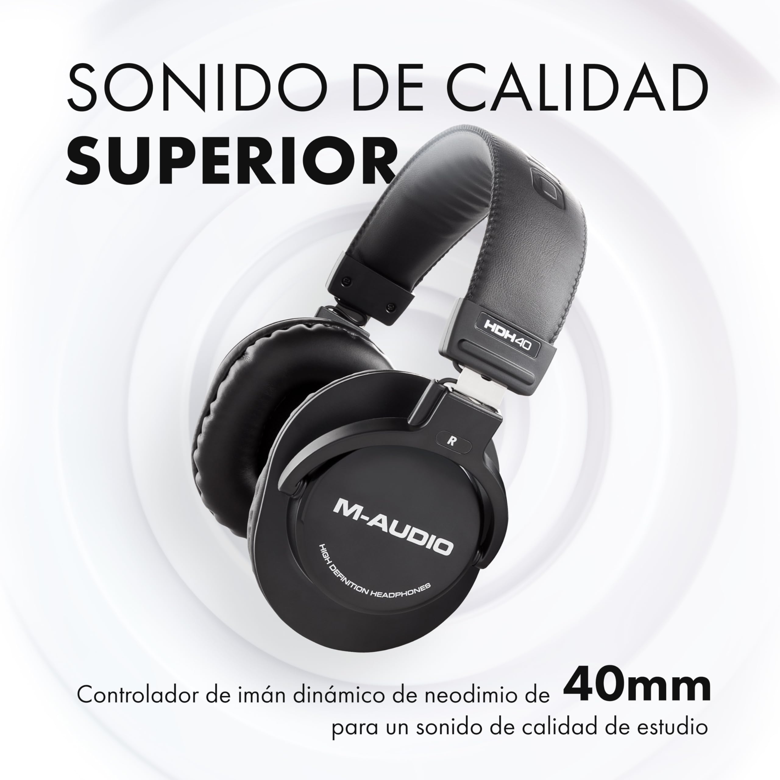 M-Audio Oxygen Pro Mini con auriculares HDH40 - Teclado controlador MIDI USB de 32 teclas con pads, perillas, botones y atenuadores asignables, software y auriculares de estudio
