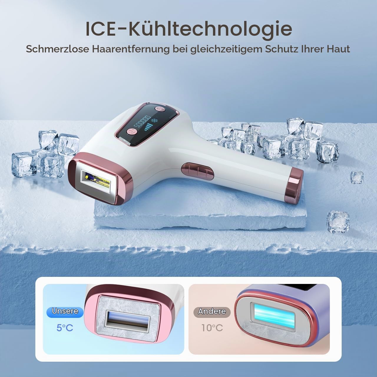 MLAY IPL Geräte Haarentfernung mit Eis, Schmerzfreies Laser Haarentfernungsgerät, 5 Energiestufen, 18J Energie & Automatischer Blitz, Laser Haarentfernung zu Hause für Bikinis, Achselhöhlen