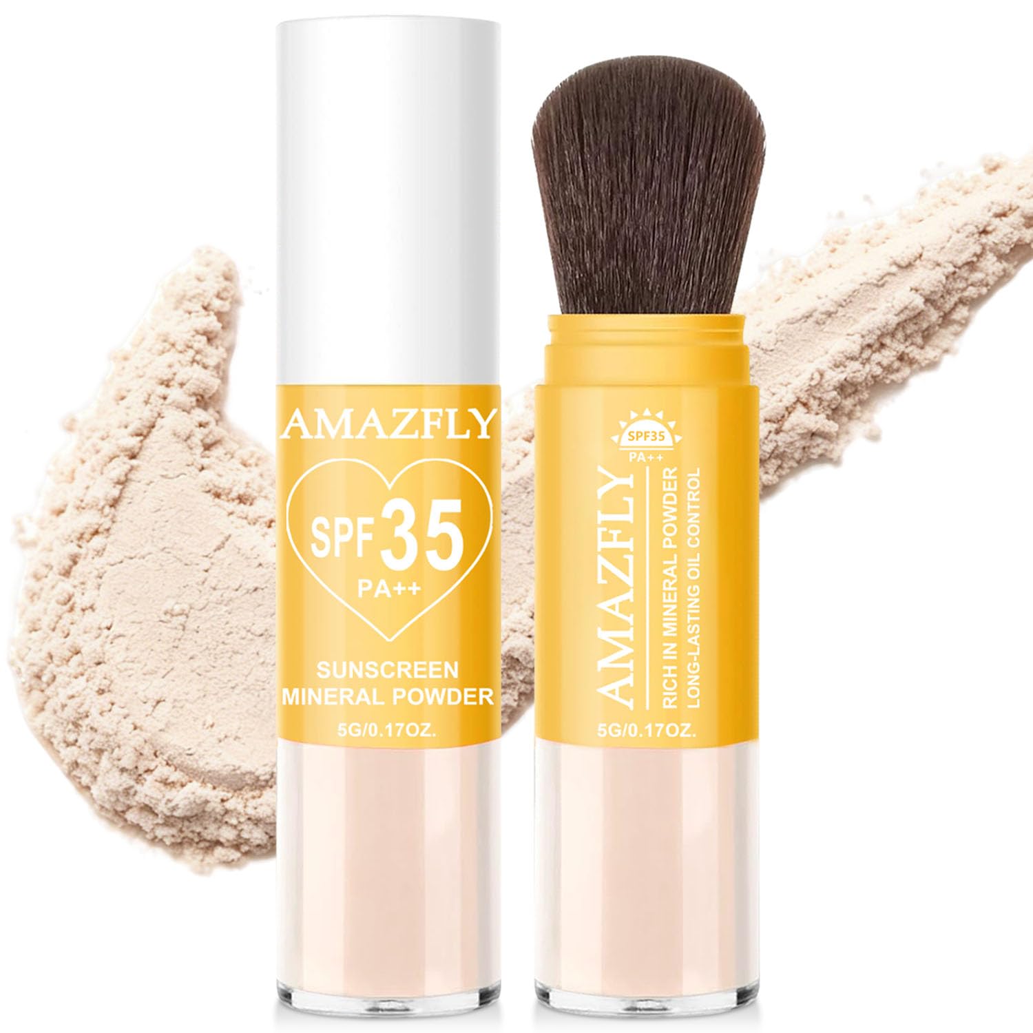 Mineral Sunscreen Setting Powder for Face & Scalp, SPF 35 Translucent Loose Powder, Mineral Brush Powder, Oil Control Natural Matte Finish, Lasting Lightweight Breathable (Translucent)