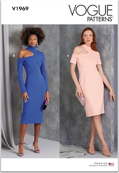 Vogue V1969Y5 Misses Close-Fitting Dresses Sewing Pattern Kit, Design Code V1969, Sizes 18-20-22-24-26
