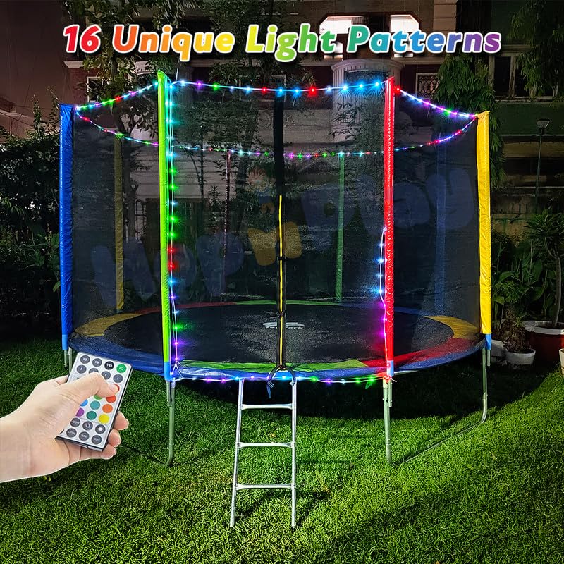 Image of Hop N Play Festive Edition 14 feet Heavy-Duty Jumping Trampoline for Adults & Kids with Safety Net, Remote-Control Waterproof LED Lights- Perfect for Indoor & Outdoor, Bouncer, Supports Upto 250kg