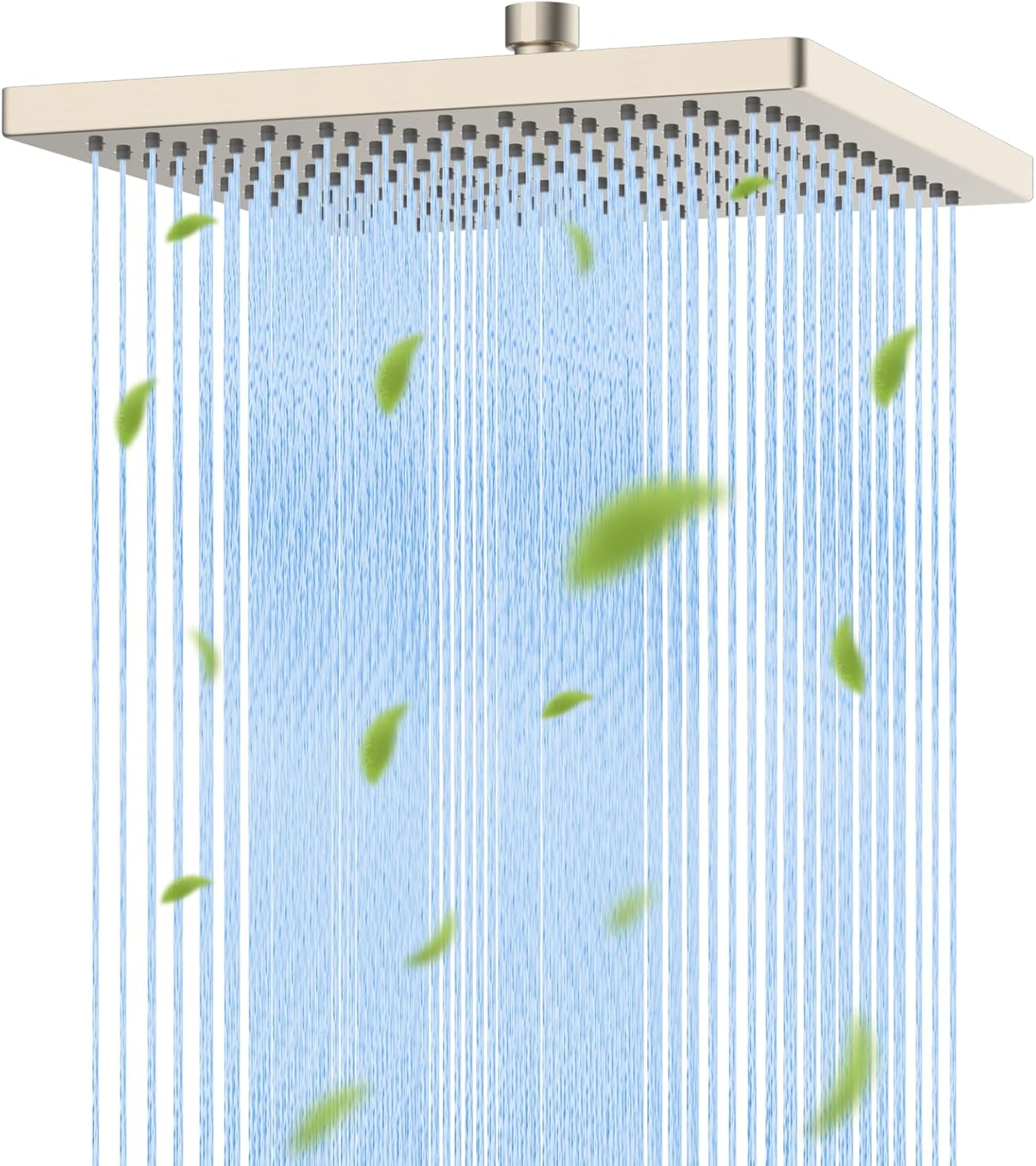 Hibbent Thickness Metal Rain Shower Head, 10'' High Pressure Rainfall Shower Head, Square Bathroom Waterfall Shower Heads, High Flow Fixed Showerheads with Adjustable Brass Ball Joint, Brushed Nickel