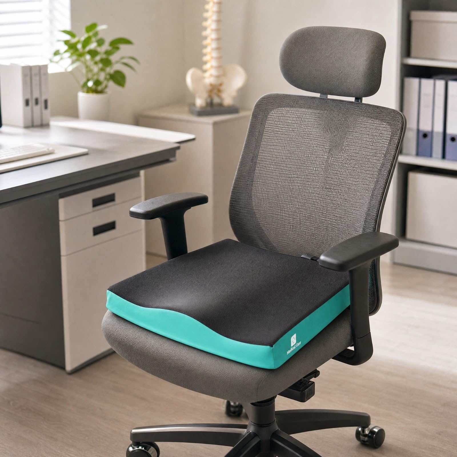 Cojín Asiento con Hebilla jeción | Transpirable, Cojín Asiento para Silla Ruedas, Elástico, Oficina, M