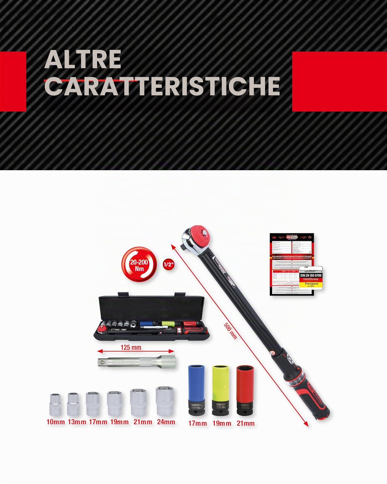 KS Tools 516.2400 Serie chiave dinamometrica, 20 - 200 Nm