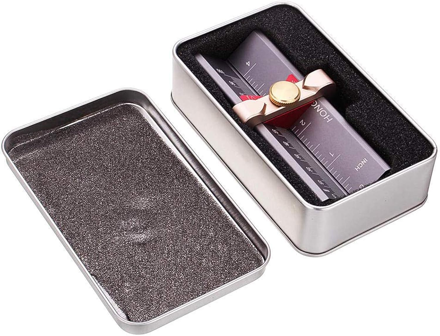 CDIYTOOL 3-in-1 Multifunction Measuring Gauge in its tin case