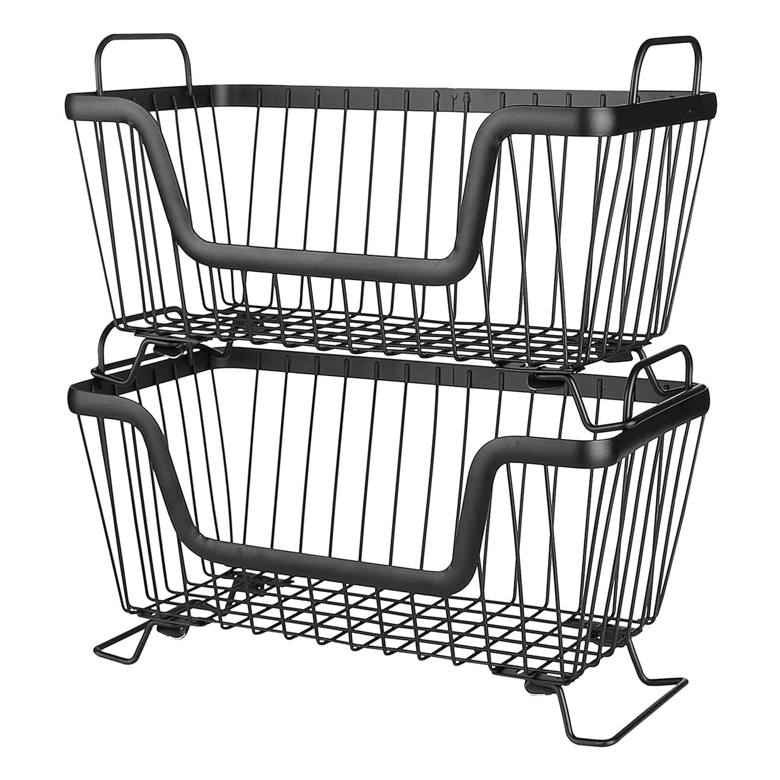Tsophreniq 2 Pieces Stackable Wire Meshes Storage Baskets with Handles Containers for Various Household Needs Stackable Wire Baskets