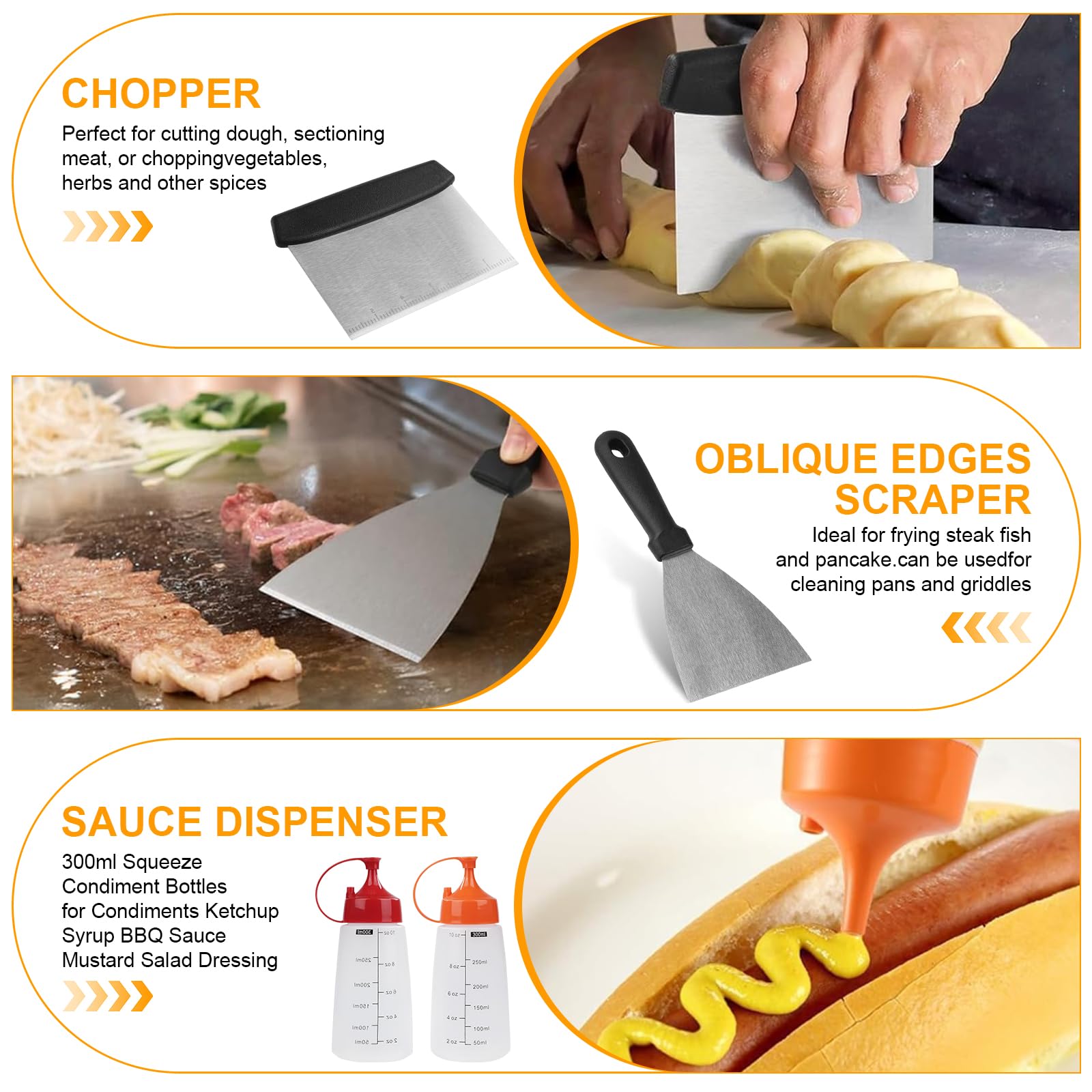 Set di posate da barbecue da 23 pezzi con accessori per barbecue inclusi spatola e pressa per carne per teppanyaki all'aperto