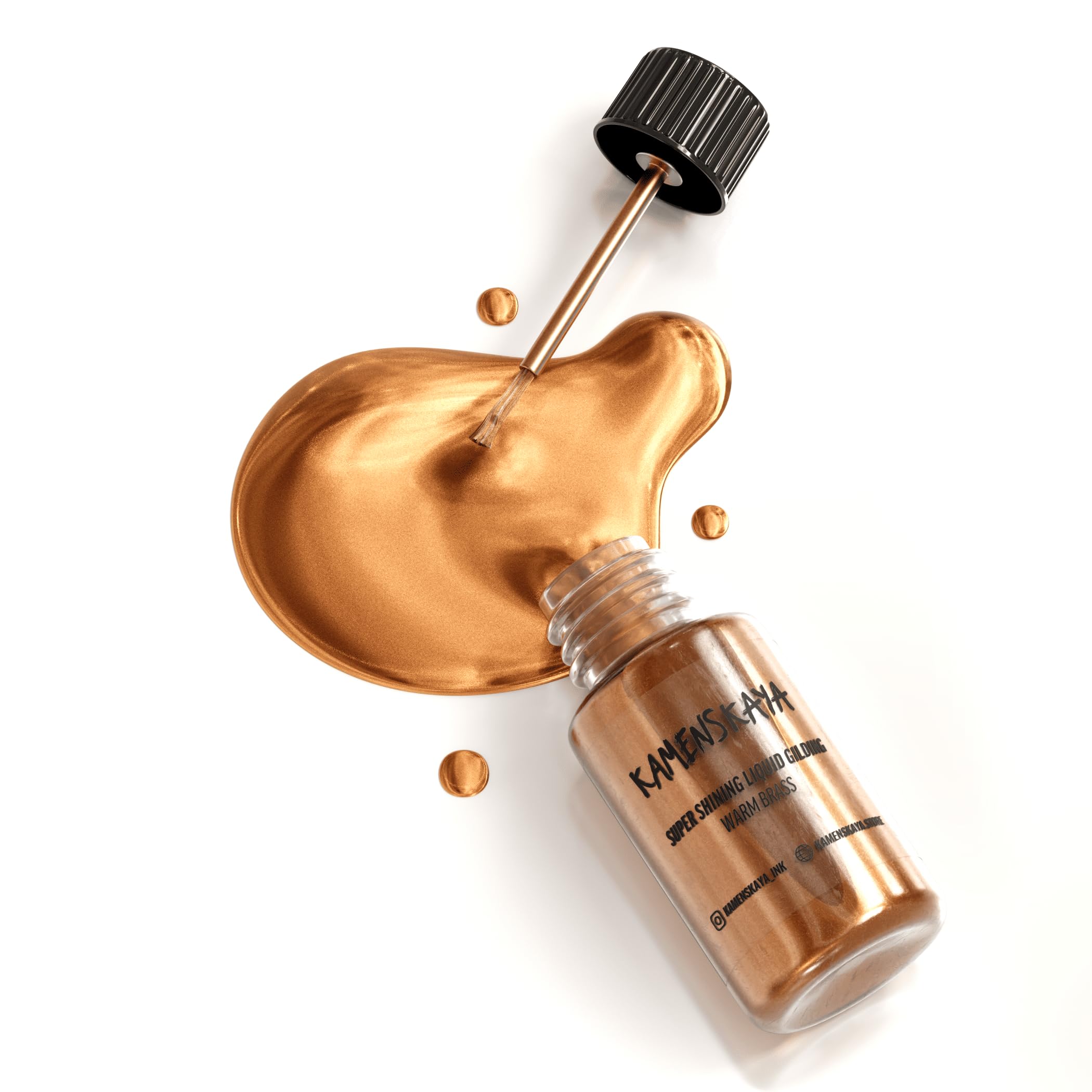 Kamenskaya Warm Brass Liquid Gold Leaf Paint - Alcohol Based Fast Drying Liquid Leaf, 0.68 Fl Oz (20 Ml)