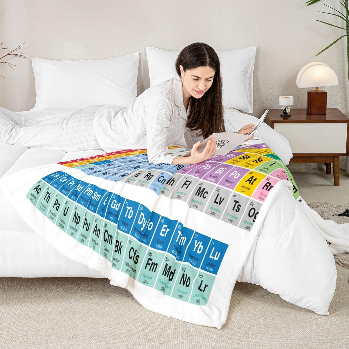 Periodic Table of Elements Sherpa Blanket Educational Fleece Throw Blanket for Kids Boys Girls Teens Study Plush Blanket Chemistry Fuzzy Blanket Throw 50"x60"